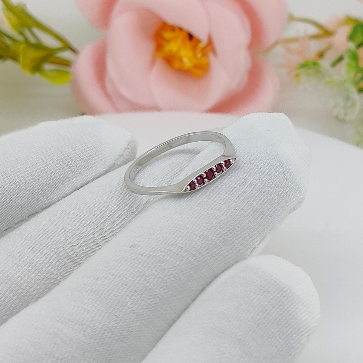 Natural Ruby Engagement Ring, Handmade Silver Gemstone 1.40 mm Round Cut Stone Jewelry