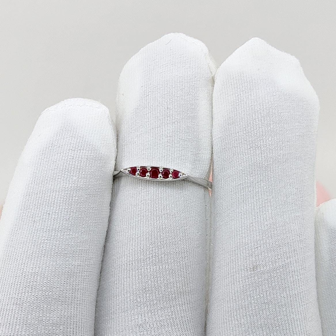 Natural Ruby Engagement Ring, Handmade Silver Gemstone 1.40 mm Round Cut Stone Jewelry