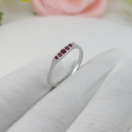 Natural Ruby Engagement Ring, Handmade Silver Gemstone 1.40 mm Round Cut Stone Jewelry