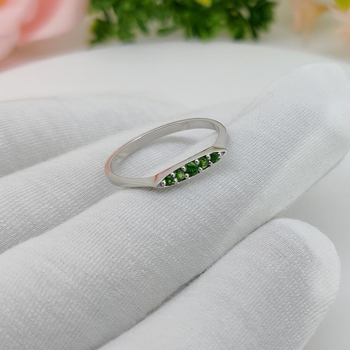 Sterling Silver Tsavorite Ring Unique Handmade Green Gemstone