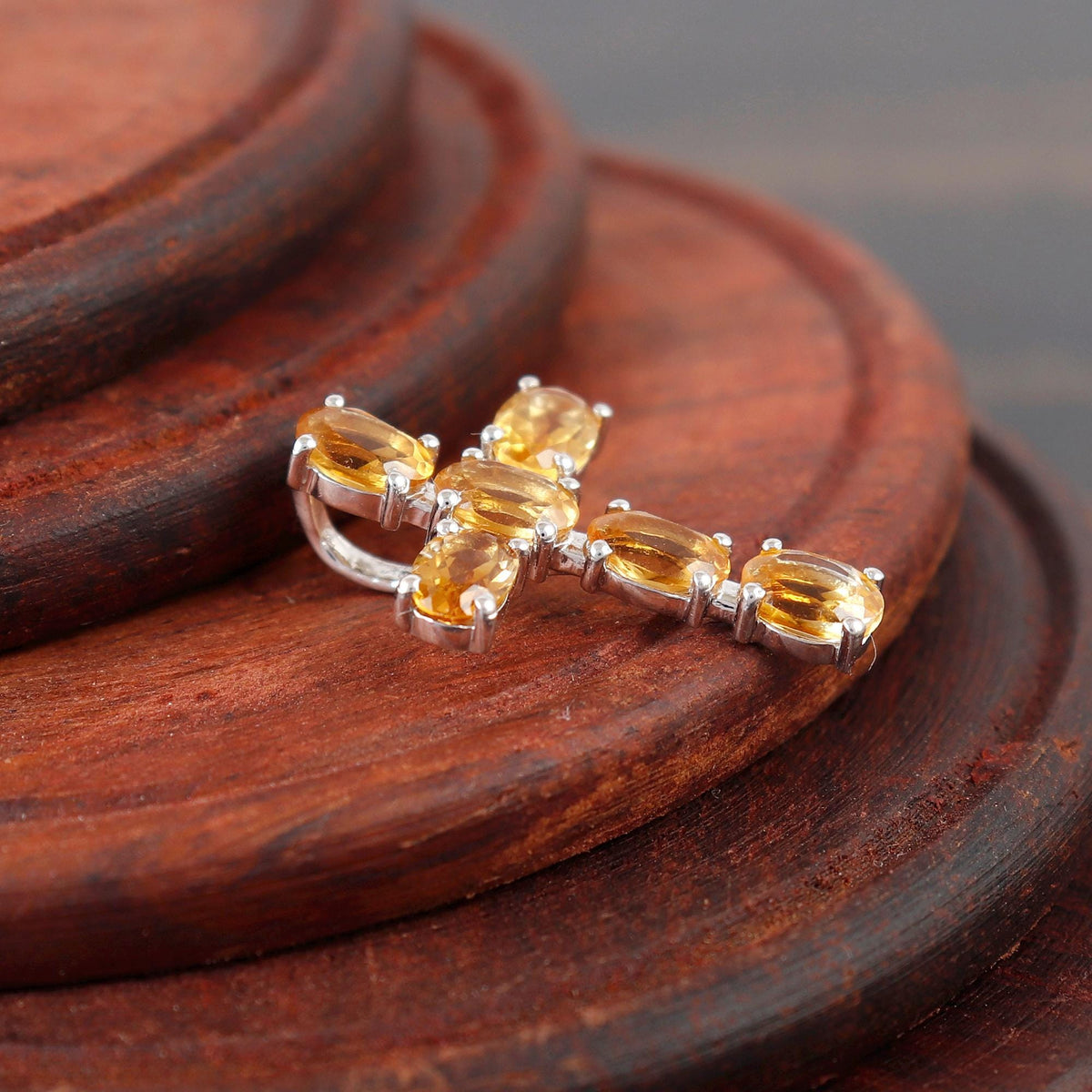 Citrine Cross Pendant, Sterling Silver Cross Necklace, November Birthstone Gifts