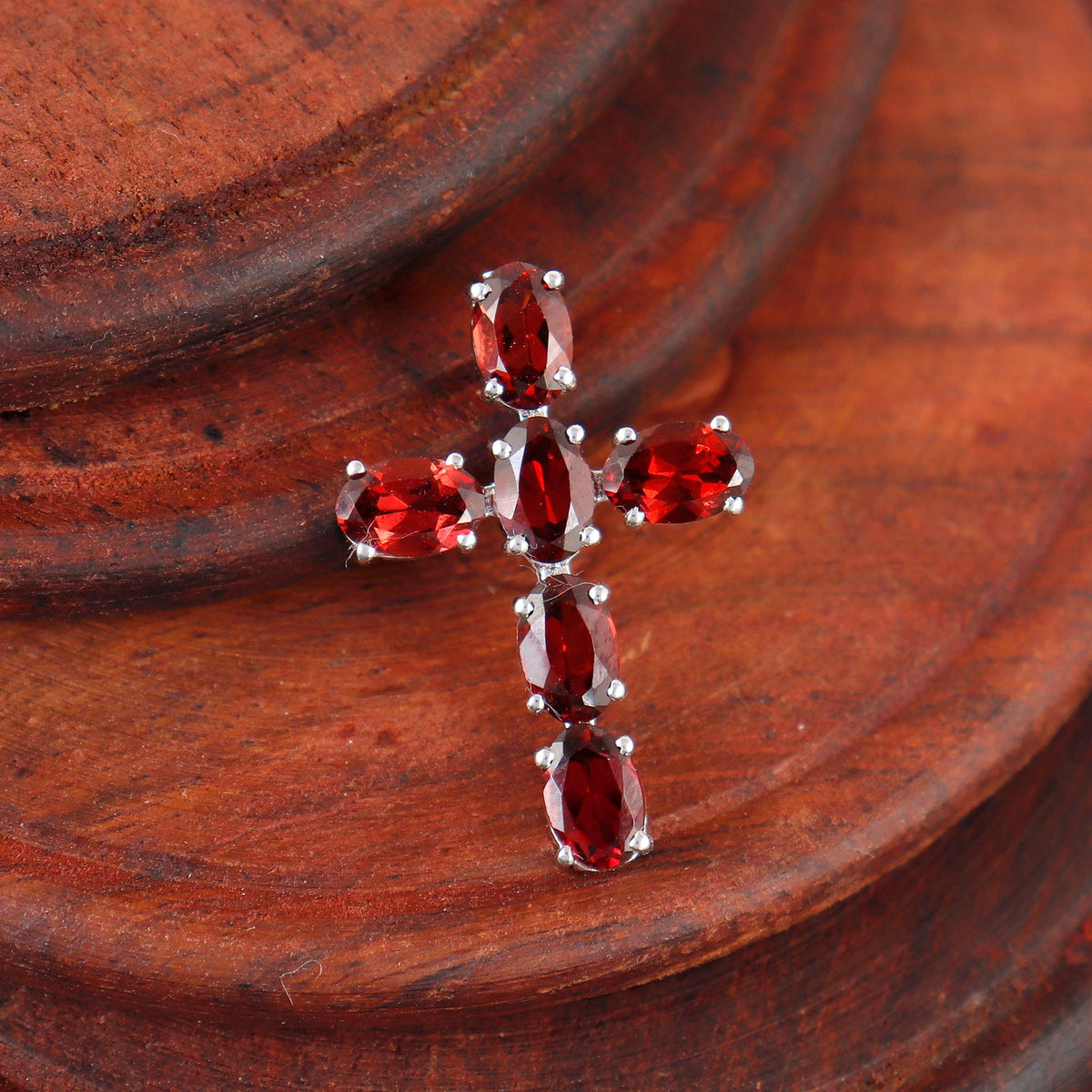 Sterling Silver Garnet Holy Cross Pendant, January Birthstone Jewelry Necklace