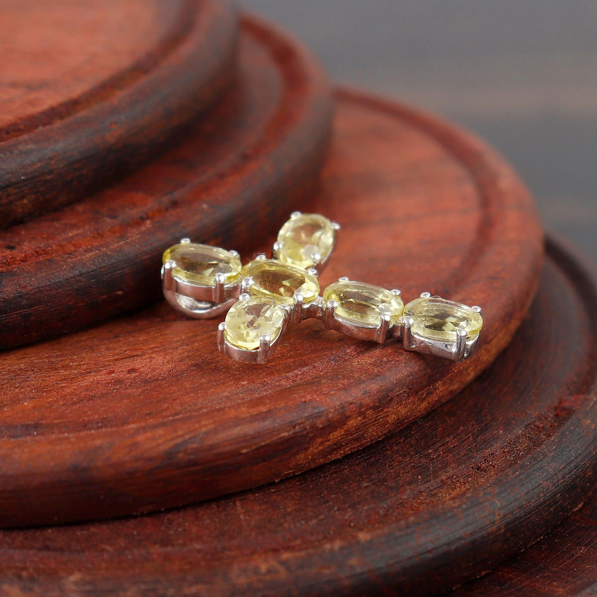 Lemon Topaz Cross Pendant, Sterling Silver Holy Cross Necklace Christmas