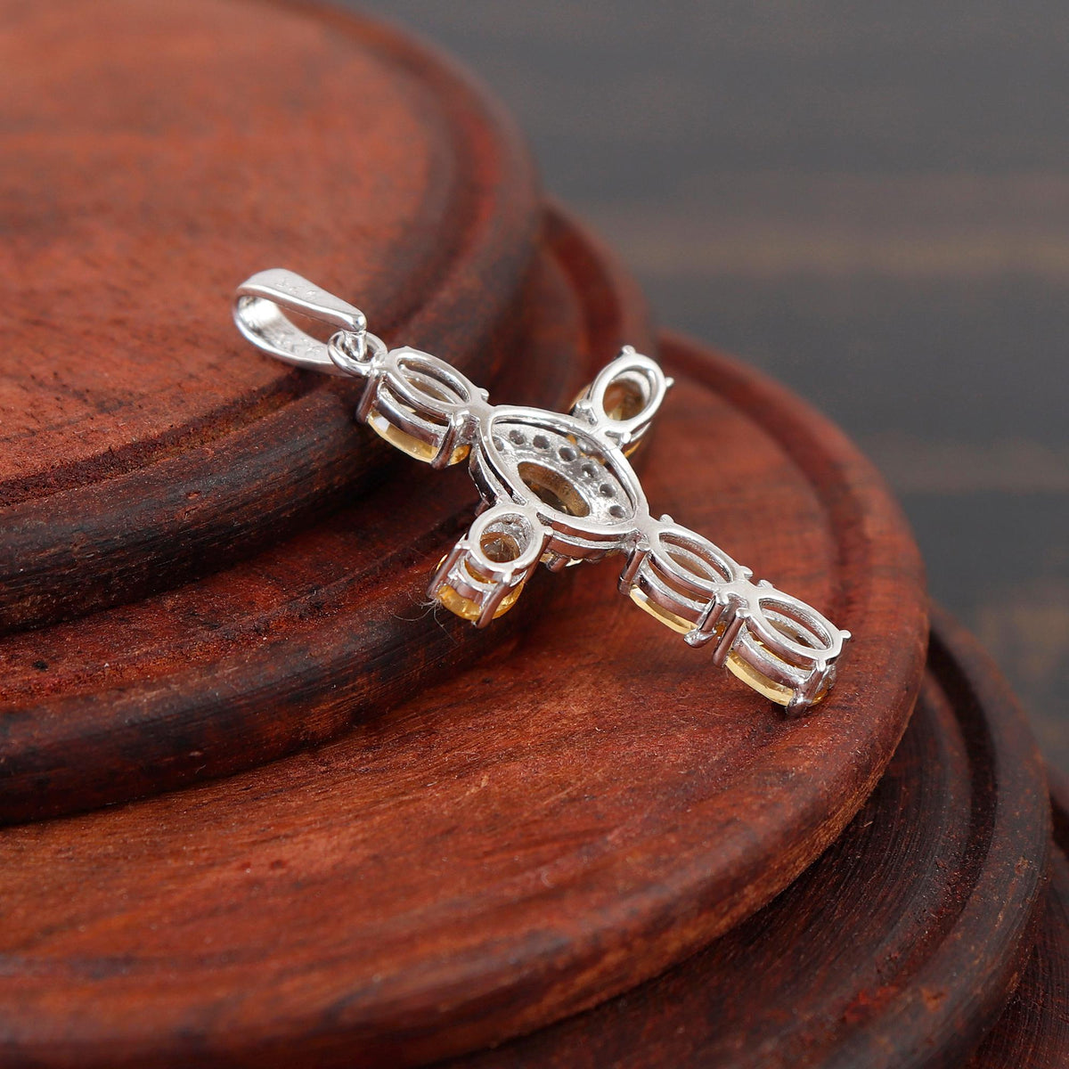 Citrine Cross Pendant: Sterling Silver, Holy Cross, Gifts For Her Christmas