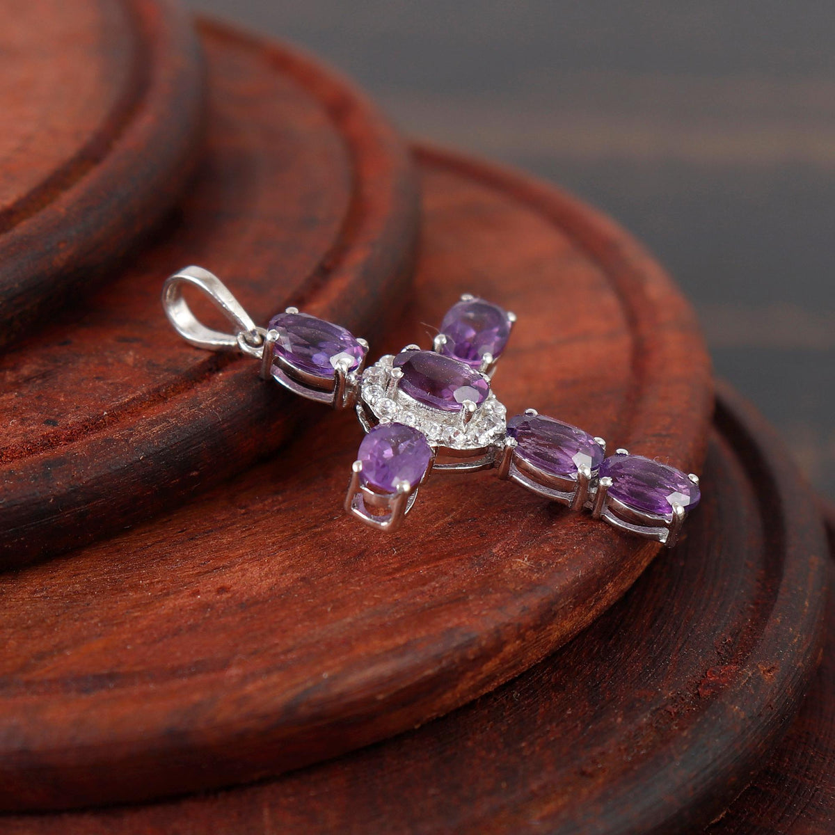 Amethyst Cross Pendant: Sterling Silver, Holy Cross, Unique Gifts Christmas