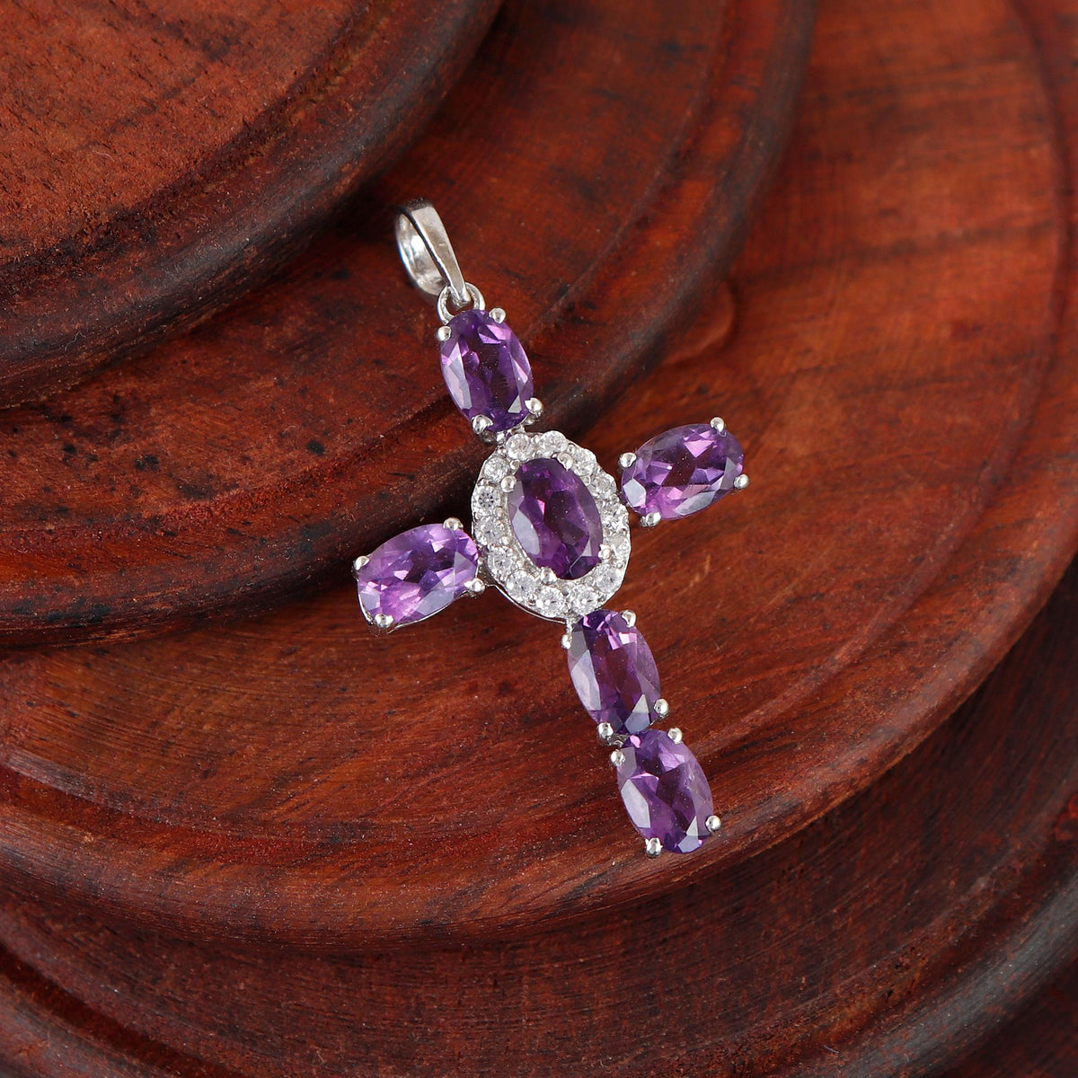 Amethyst Cross Pendant: Sterling Silver, Holy Cross, Unique Gifts Christmas