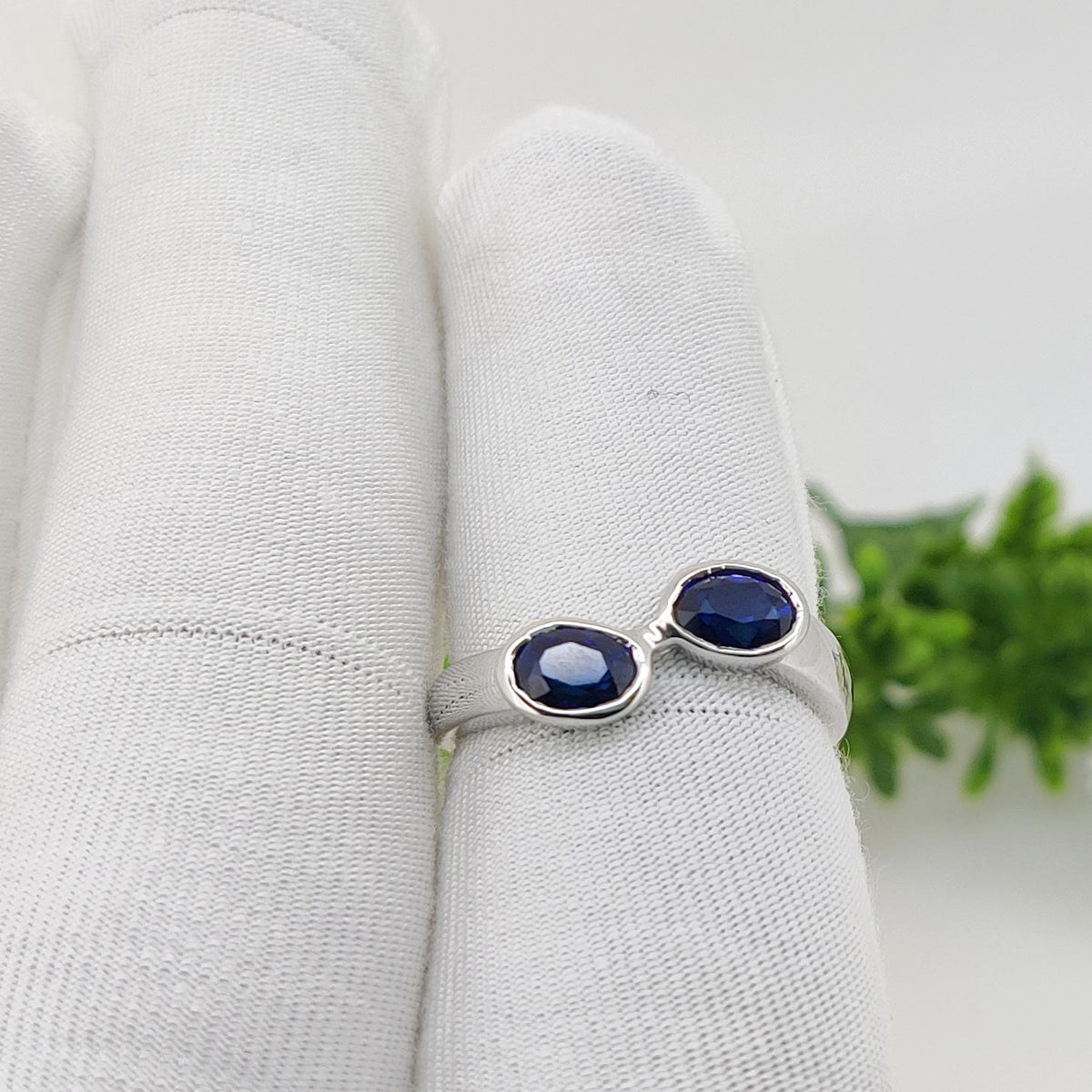 Sterling Silver Oval Blue Sapphire Ring, September Birthstone, Minimalist Gemstone Jewelry