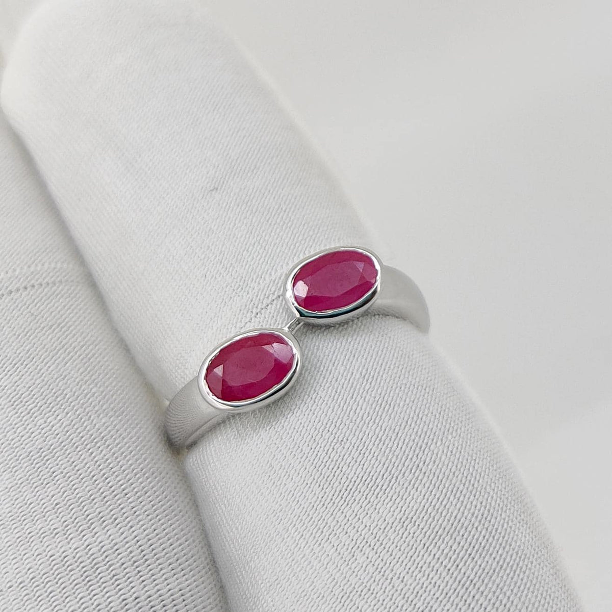 Natural Ruby Solitaire Silver Ring Unique Handmade Jewelry Gift for Her