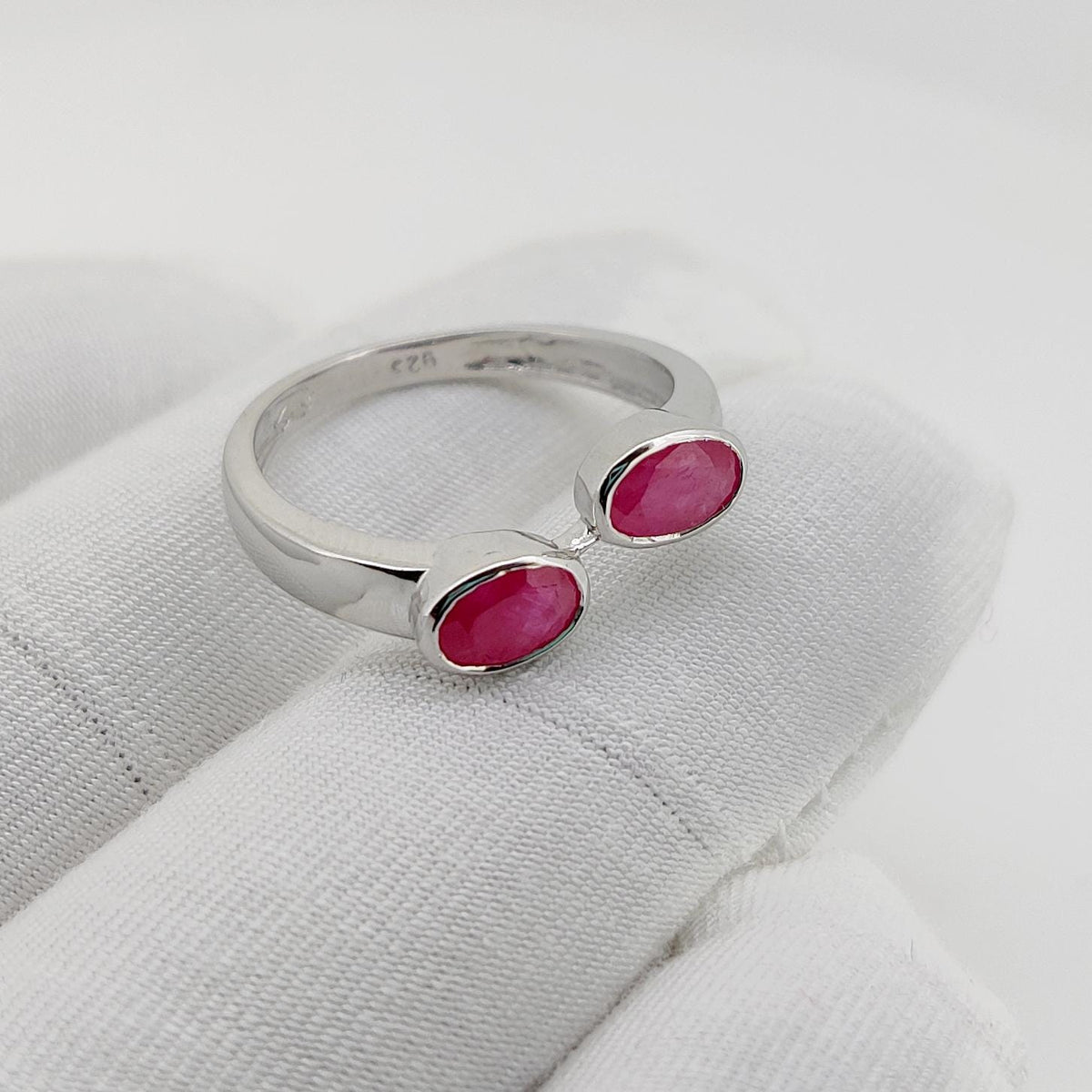 Natural Ruby Solitaire Silver Ring Unique Handmade Jewelry Gift for Her