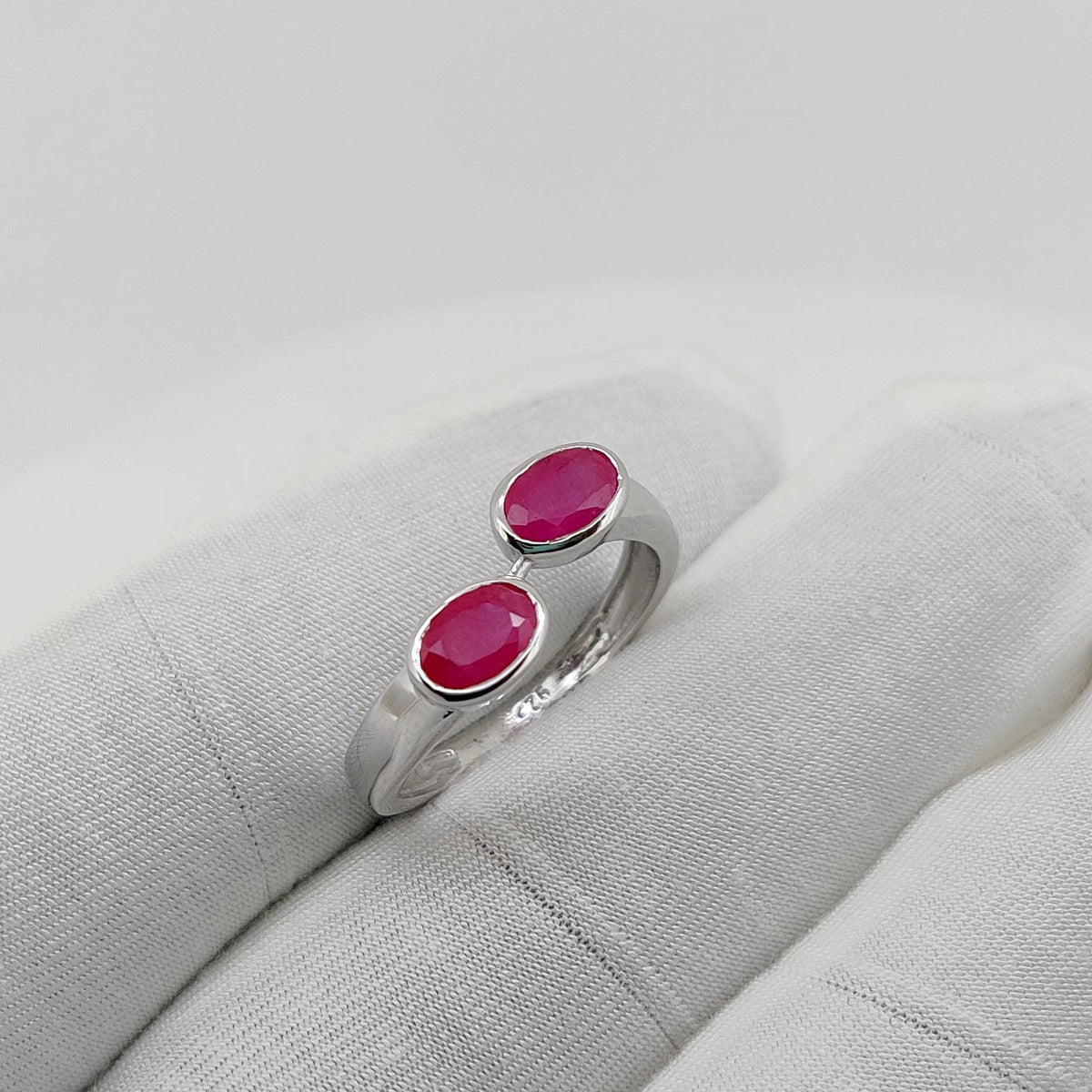 Natural Ruby Solitaire Silver Ring Unique Handmade Jewelry Gift for Her