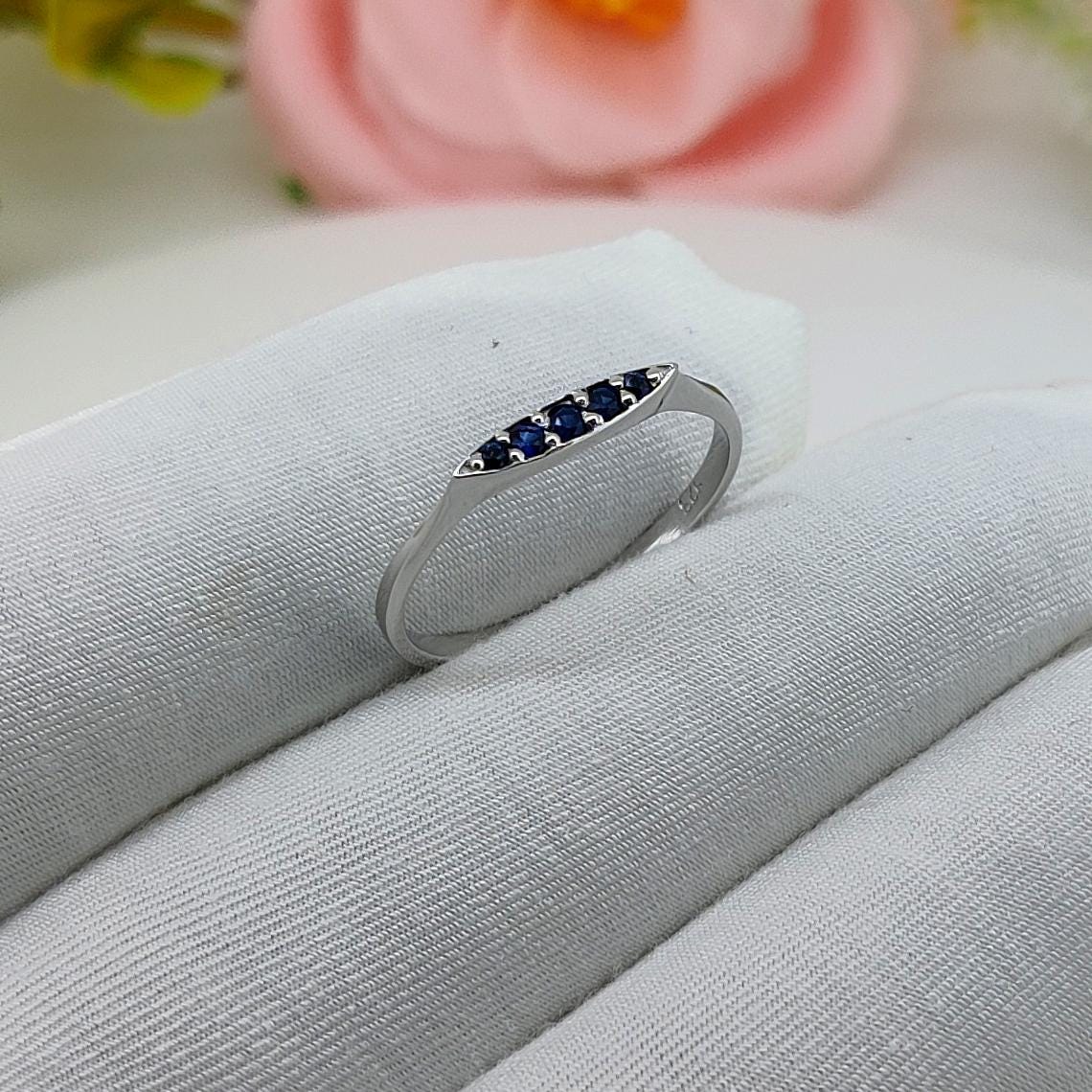 Natural Sapphire Engagement Ring Unique Vintage Style Solitaire Gemstone Jewelry