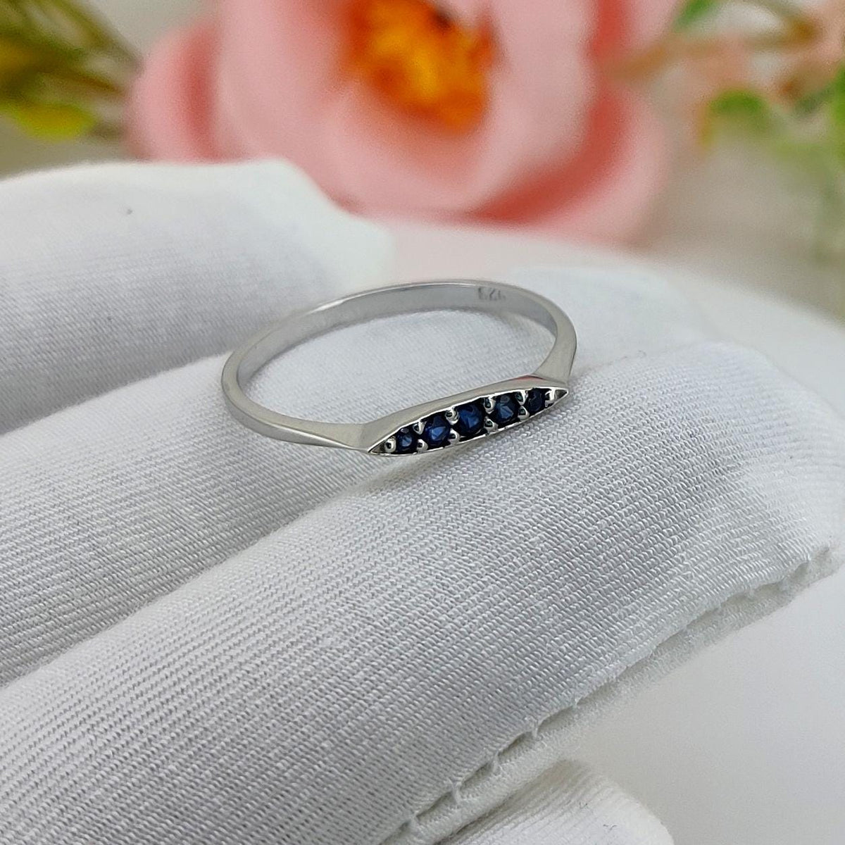 Natural Sapphire Engagement Ring Unique Vintage Style Solitaire Gemstone Jewelry