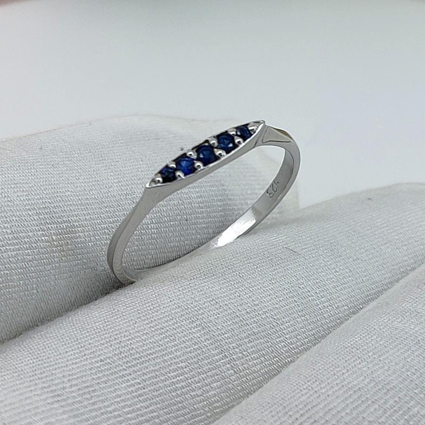 Natural Sapphire Engagement Ring Unique Vintage Style Solitaire Gemstone Jewelry