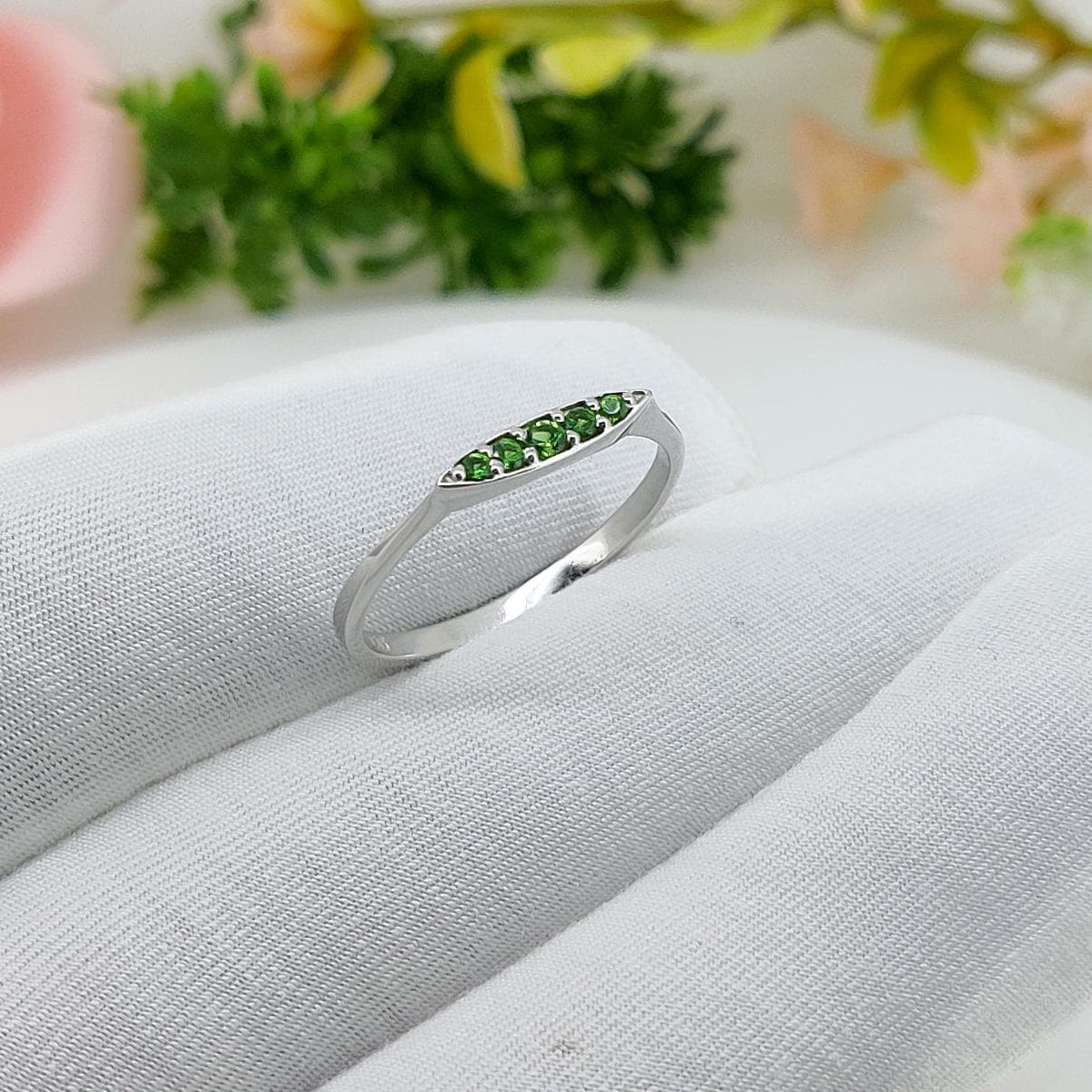 Sterling Silver Tsavorite Ring Unique Handmade Green Gemstone