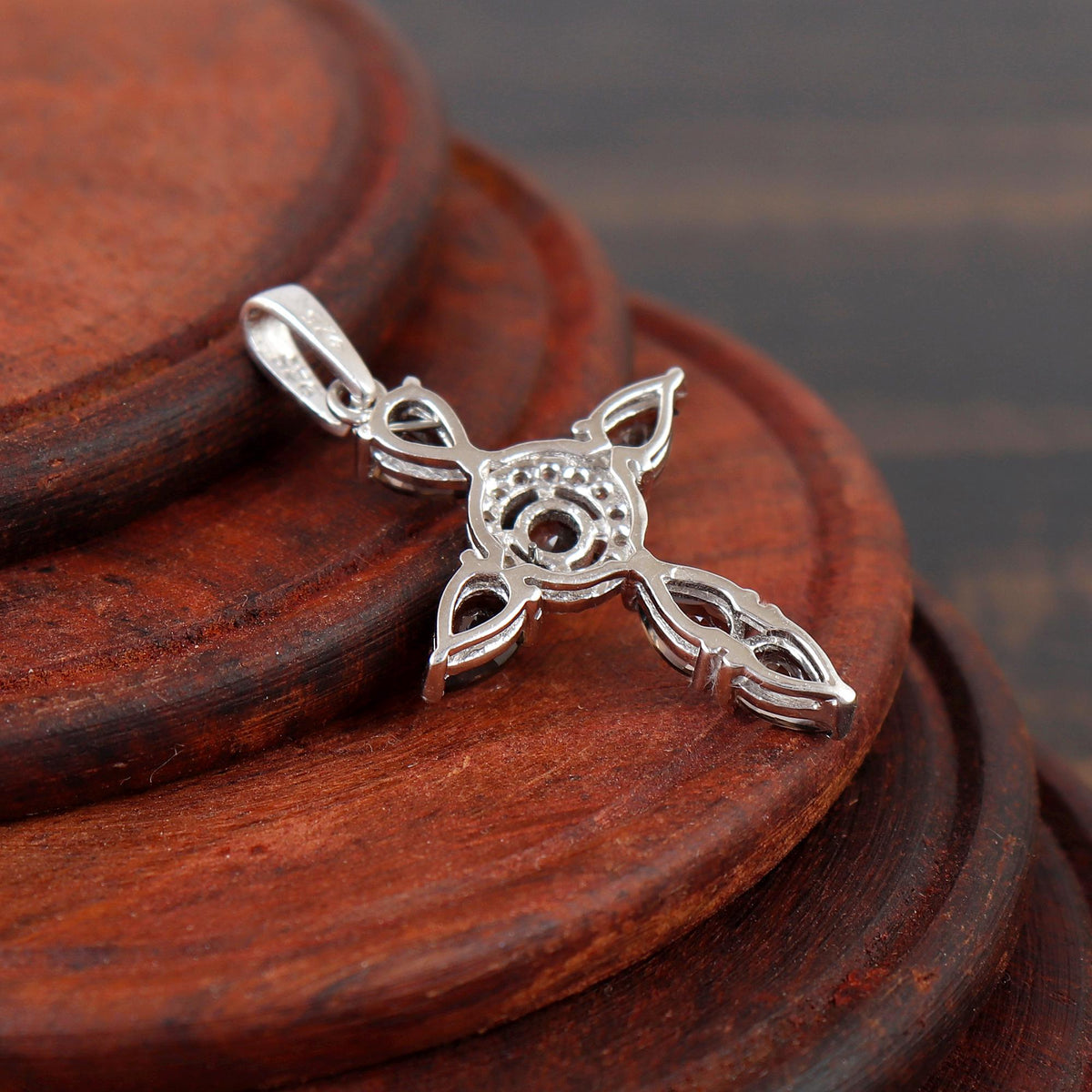 Smoky Quartz Cross Pendant: Sterling Silver Christmas Gift Holy Cross Necklace