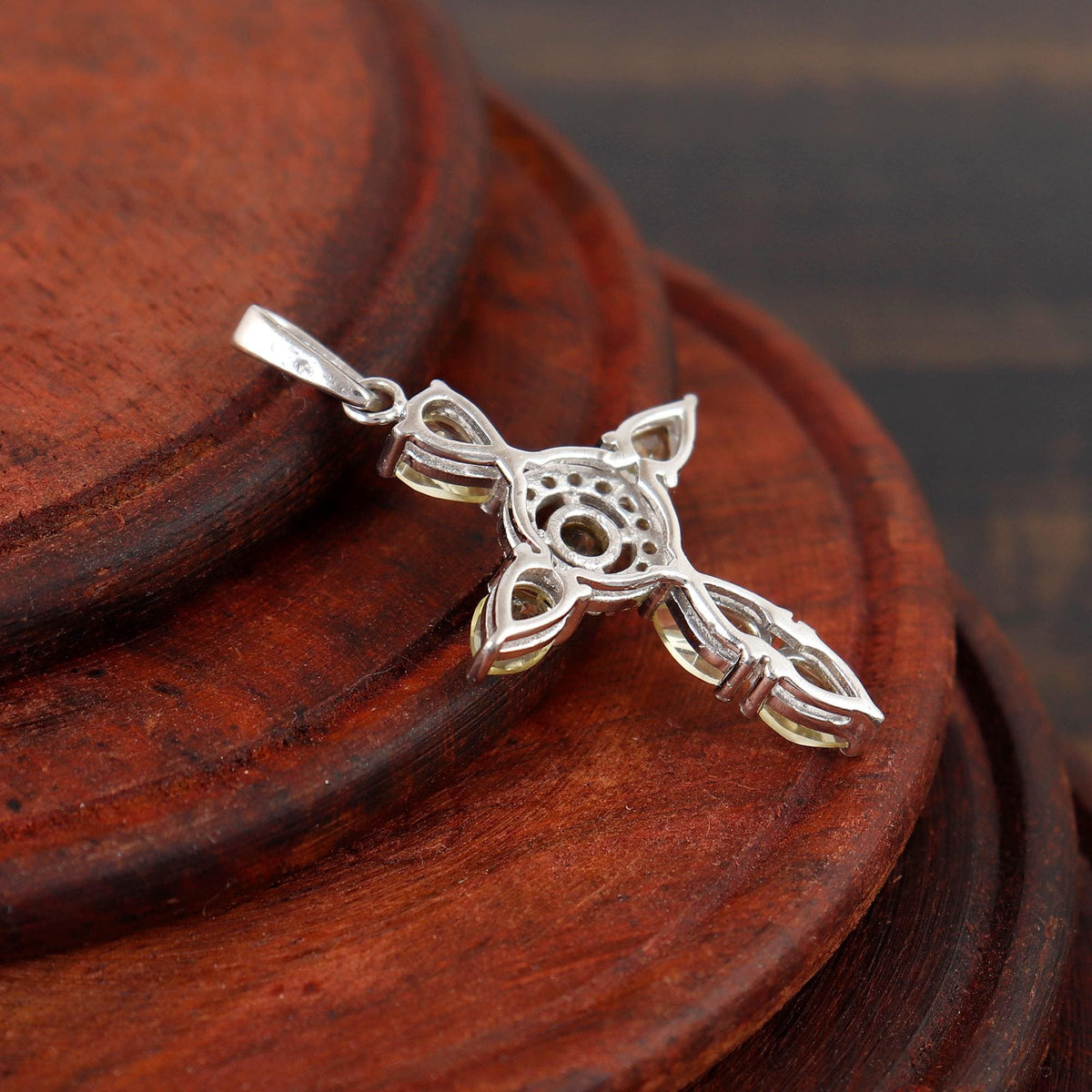 Lemon Topaz Cross Pendant: Sterling Silver Holy Cross Christmas Gift