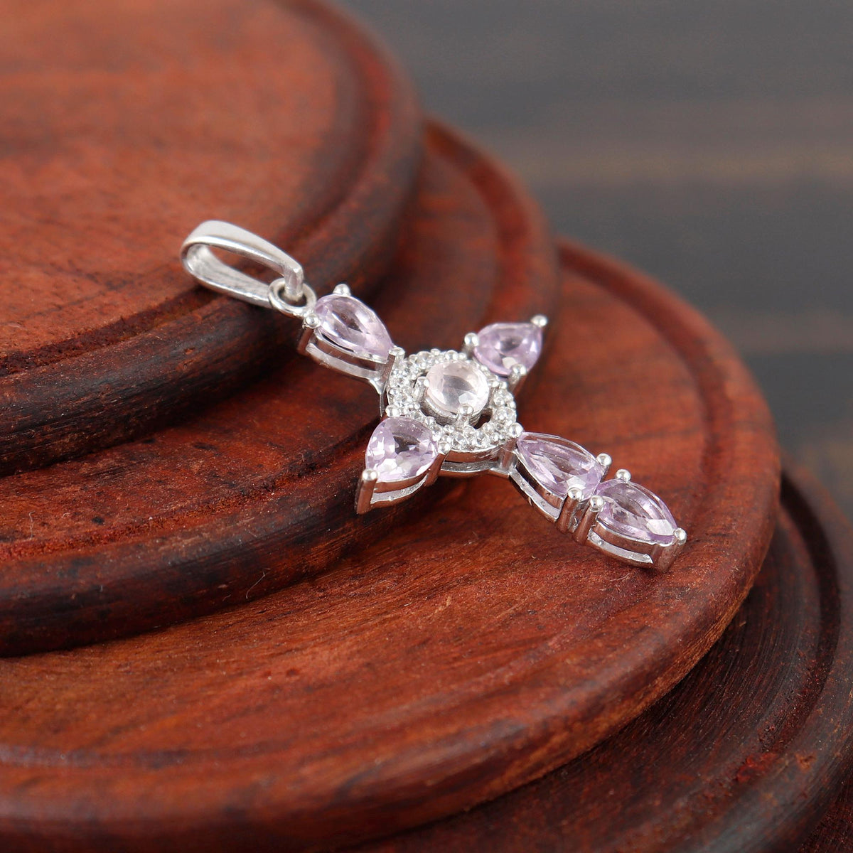 Amethyst Cross Pendant: Sterling Silver Holy Cross Christmas Jewelry