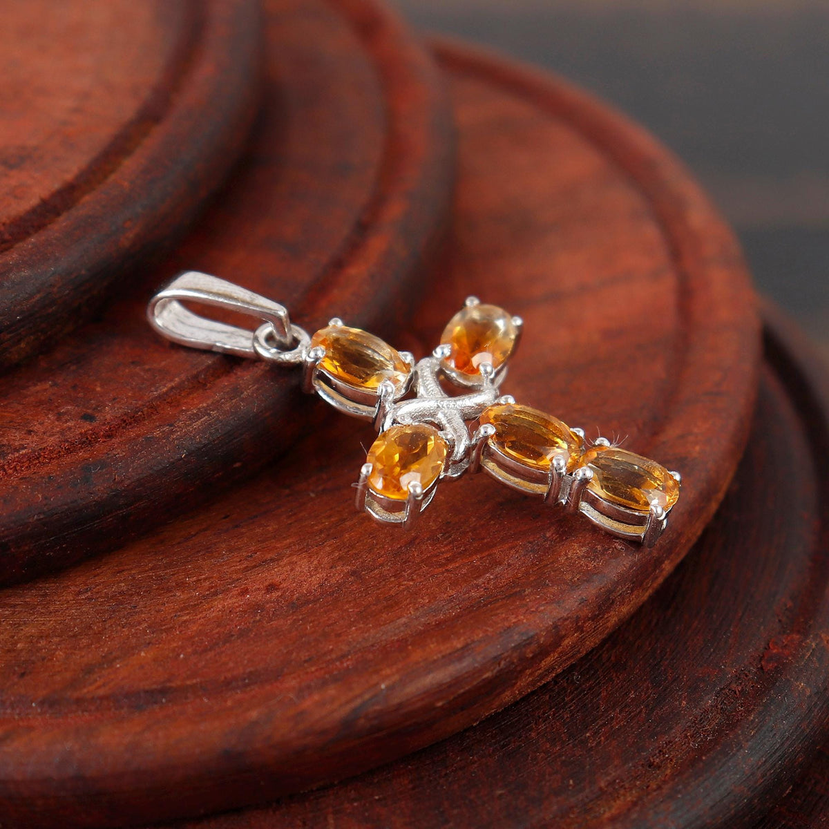 Citrine Cross Pendant: Sterling Silver Holy Cross Necklace For Christmas Gifts