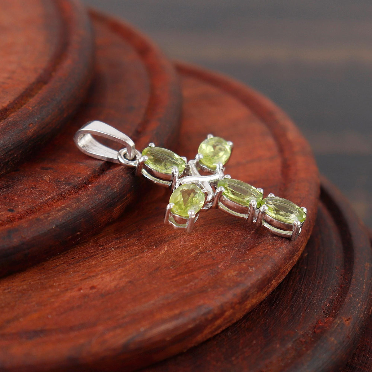 Natural Peridot Cross Necklace: Sterling Silver Holy Cross Pendant Christmas Gifts