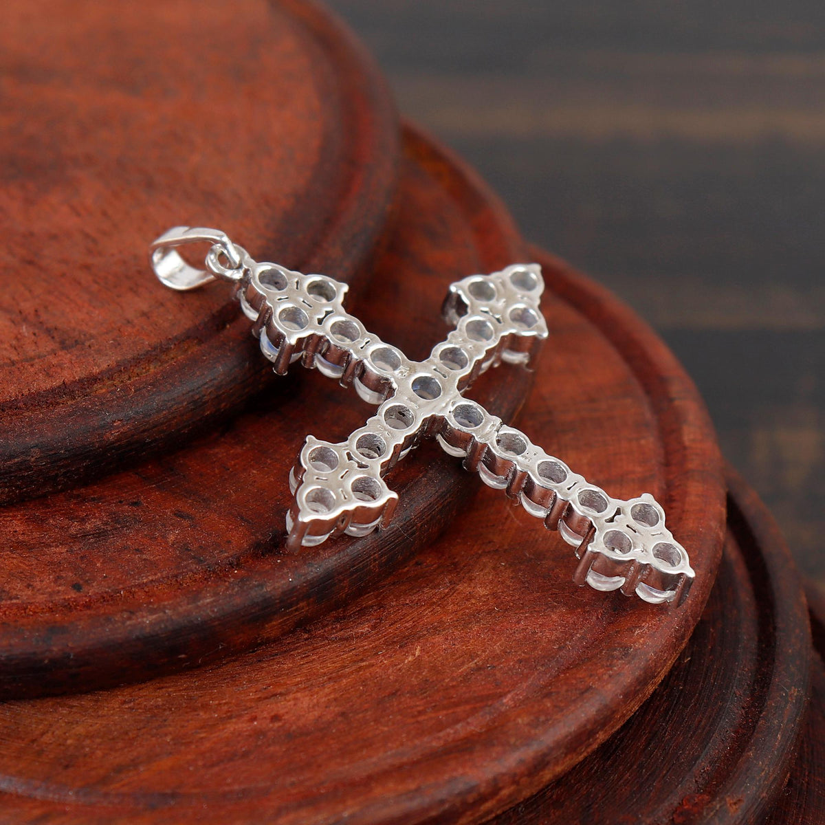 Rainbow Moonstone Cross Pendant: Sterling Silver Holy Cross, Christmas