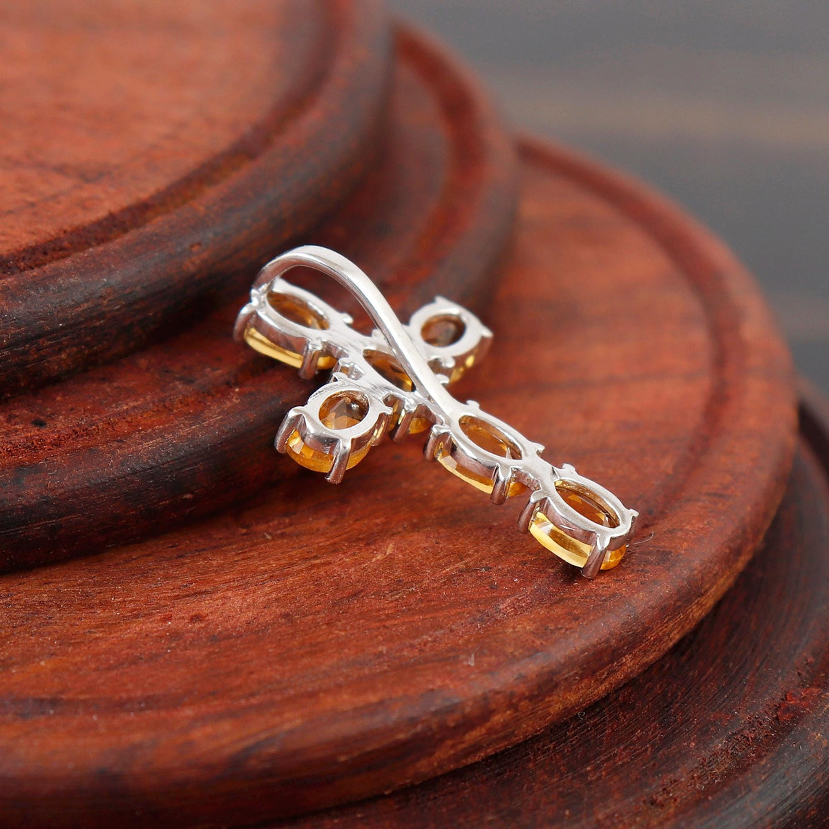 Citrine Cross Pendant, Sterling Silver Cross Necklace, November Birthstone Gifts
