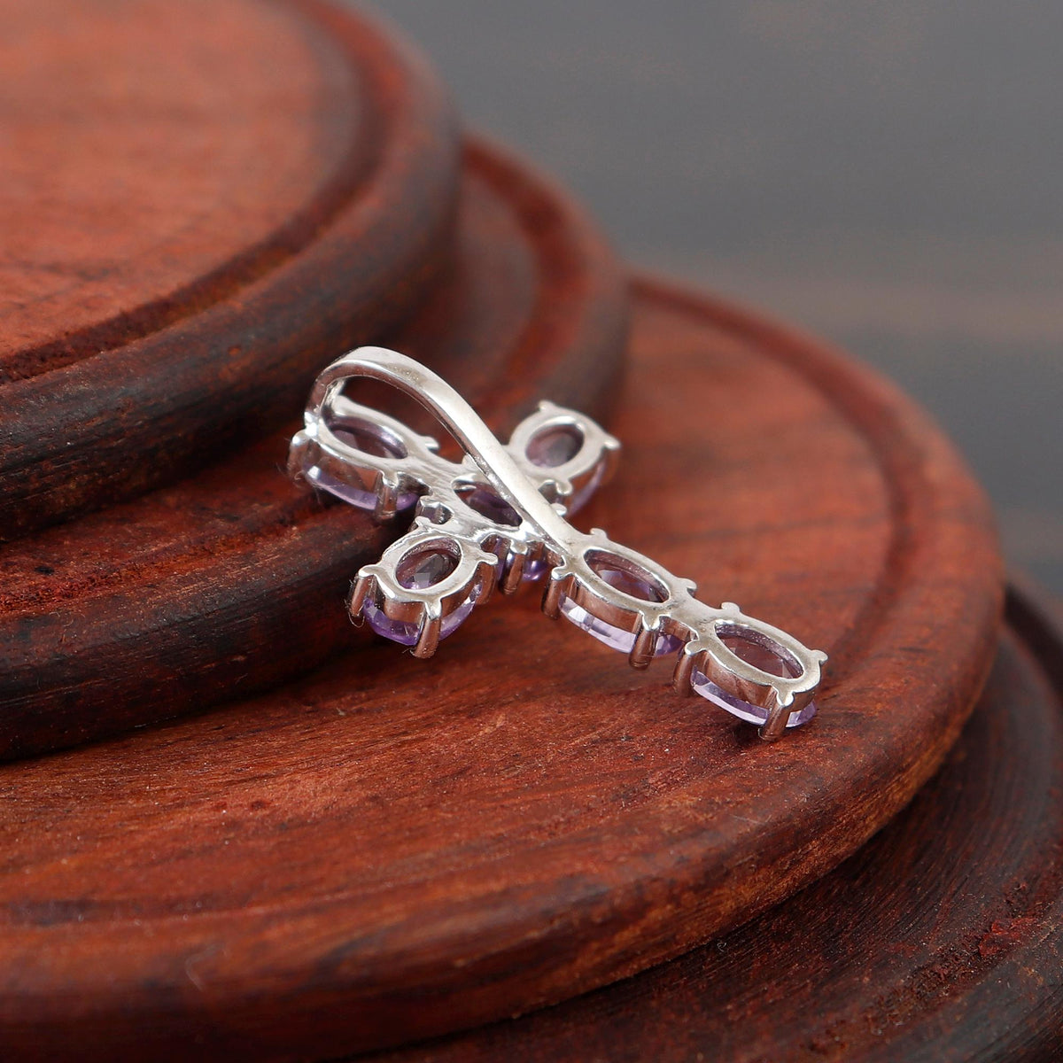 Amethyst Cross Pendant Handmade Sterling Silver Necklace Jewelry Christmas
