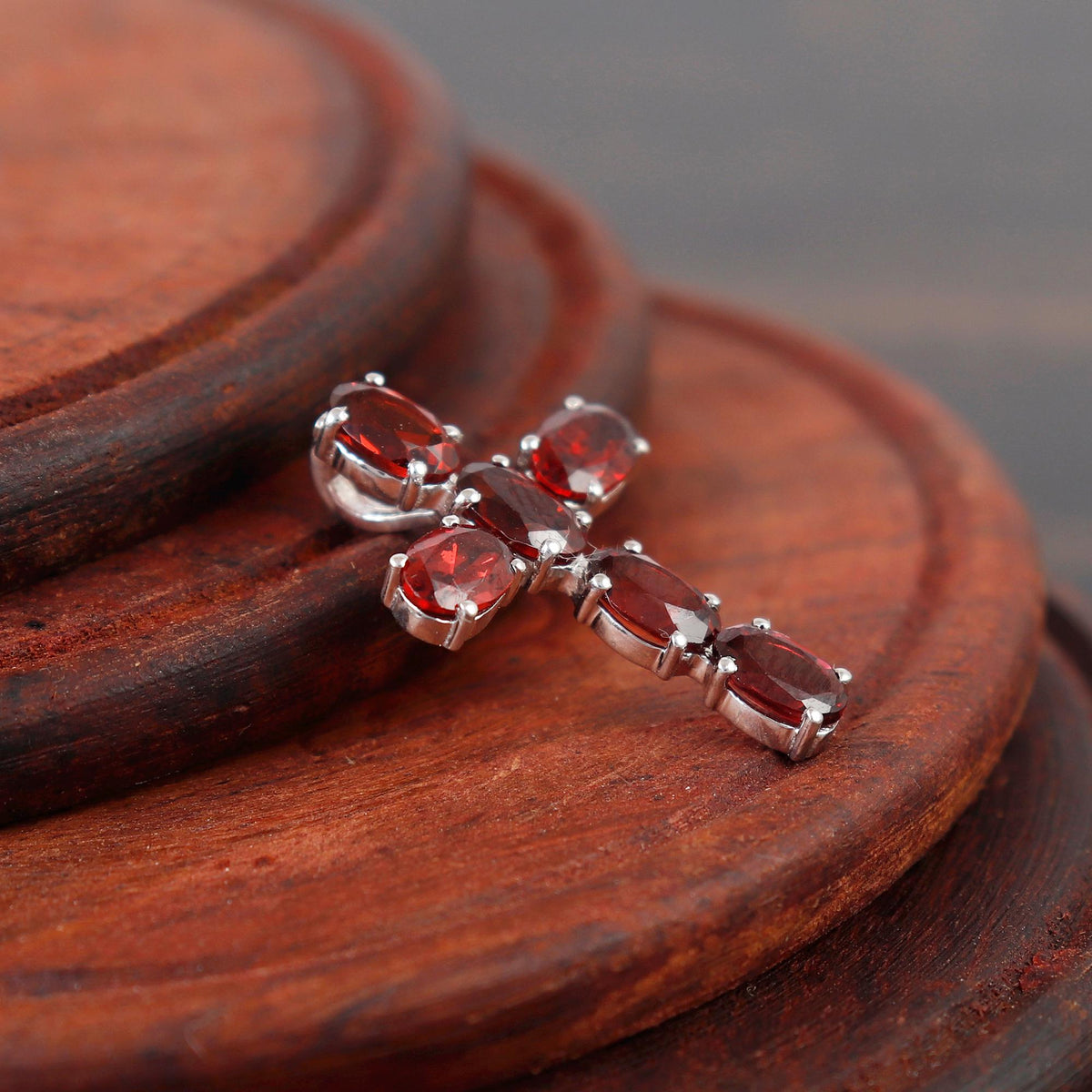 Sterling Silver Garnet Holy Cross Pendant, January Birthstone Jewelry Necklace
