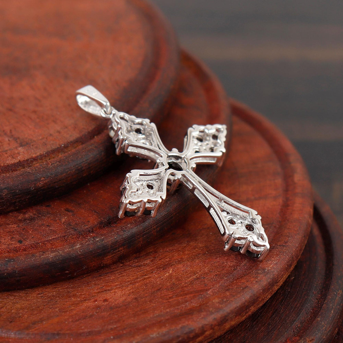 Smoky Quartz Cross Pendant Necklace Sterling Silver Holy Jewelry New Year