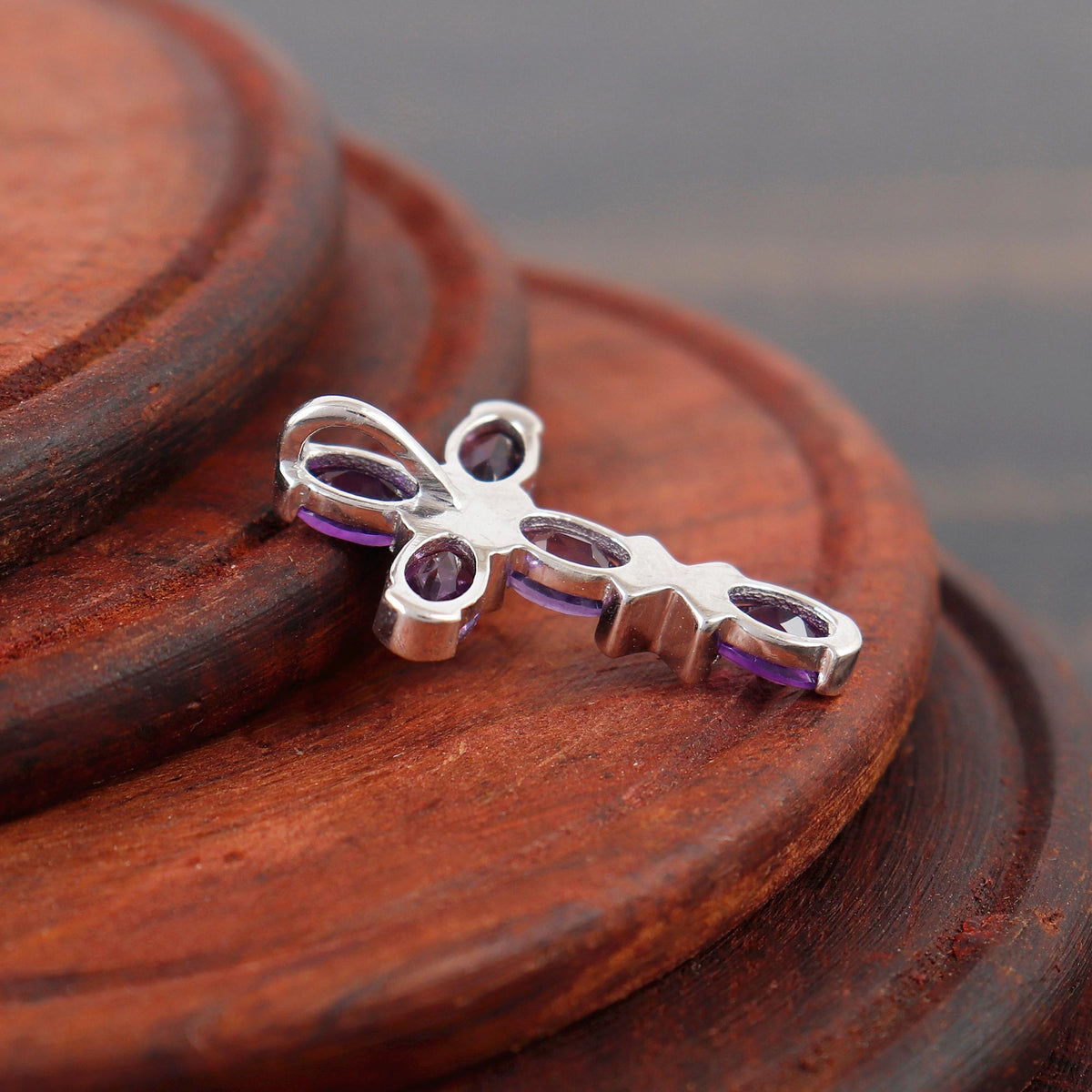 Amethyst Sterling Silver Cross Pendant: Dainty Gothic Jewelry