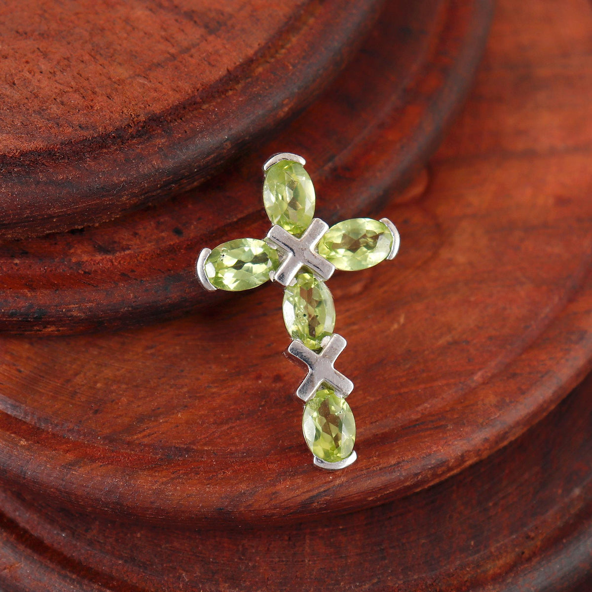 Peridot Sterling Silver Cross Pendant: Holy Cross Handmade Necklace