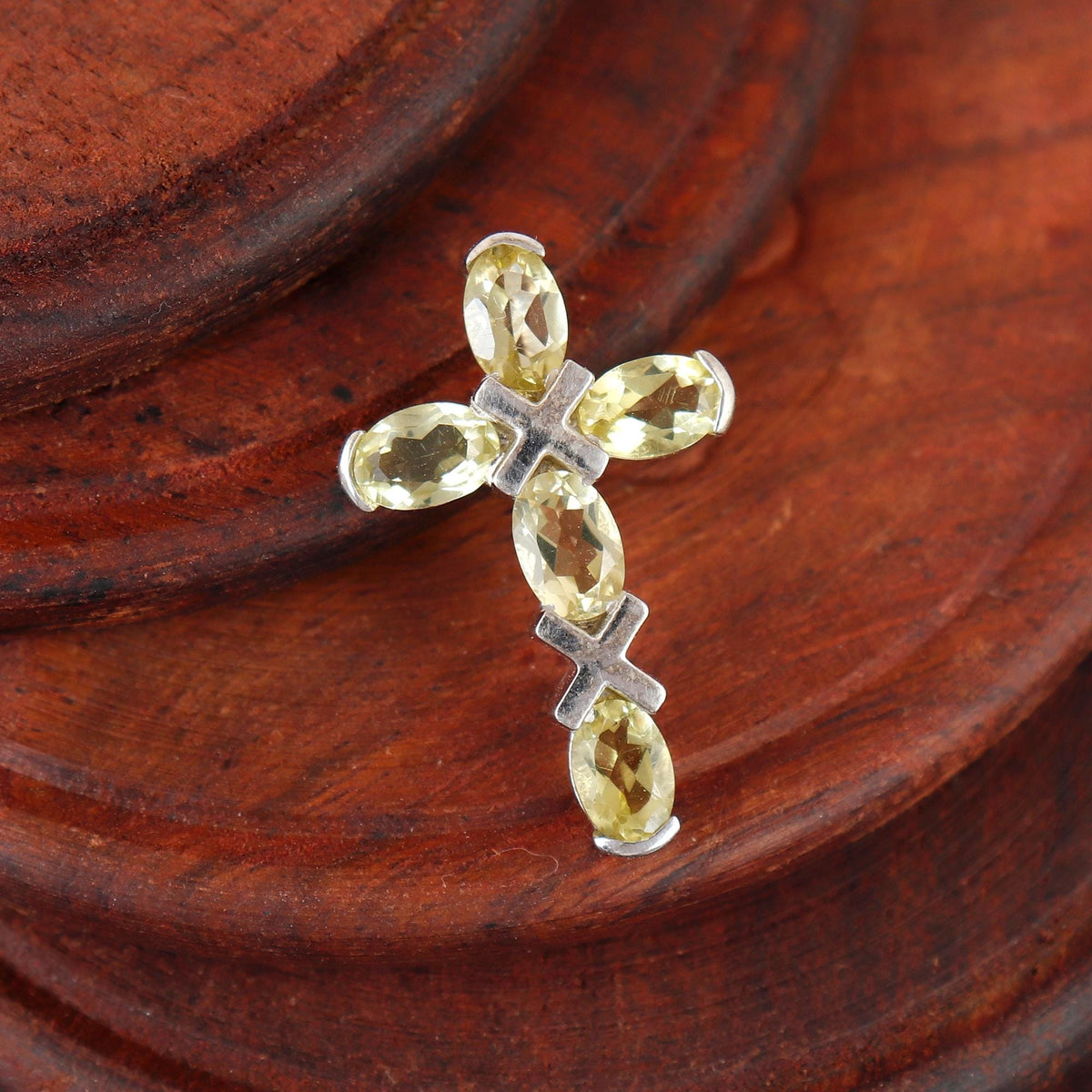 Lemon Topaz Sterling Silver Cross Pendant: Holy Cross Handmade Necklace