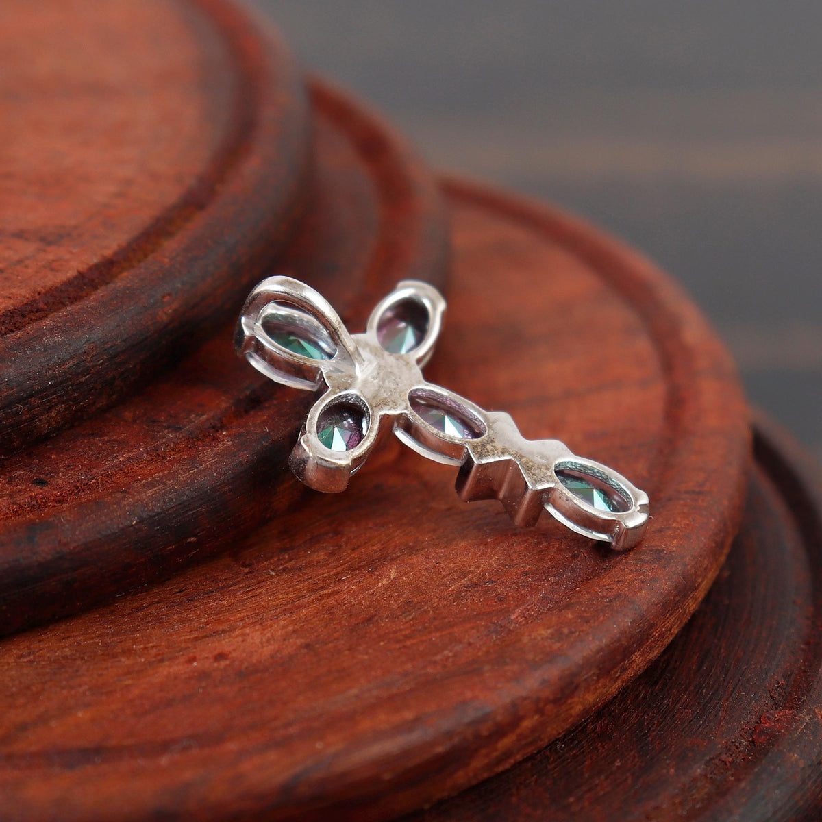 Mystic Topaz Silver Cross Pendant: Dainty Holy Cross Gifts For Her