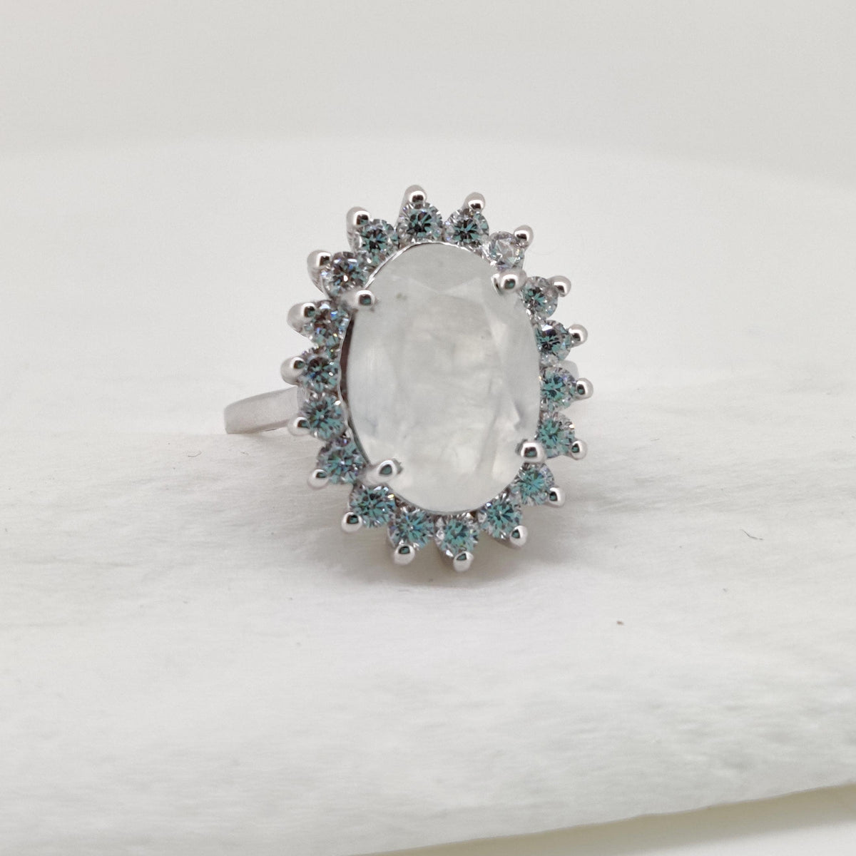 Handmade Rainbow Moonstone Ring Sterling Silver Gemstone Christmas Gift