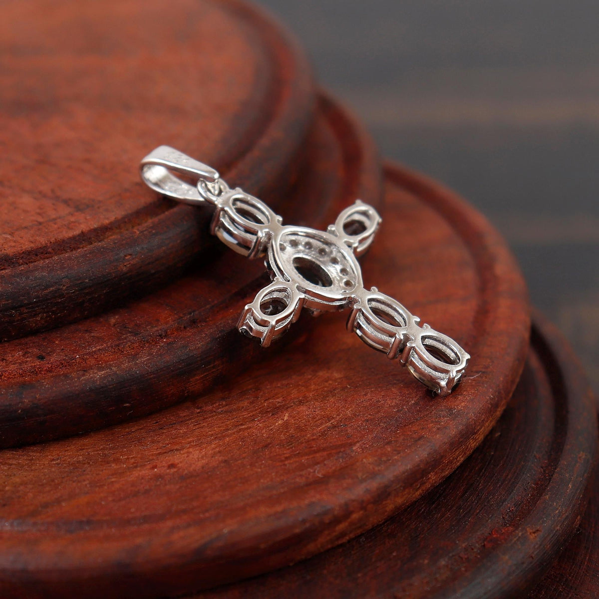 Smoky Quartz Cross Necklace Handmade Natural Gemstone Holy Cross Pendant for Women