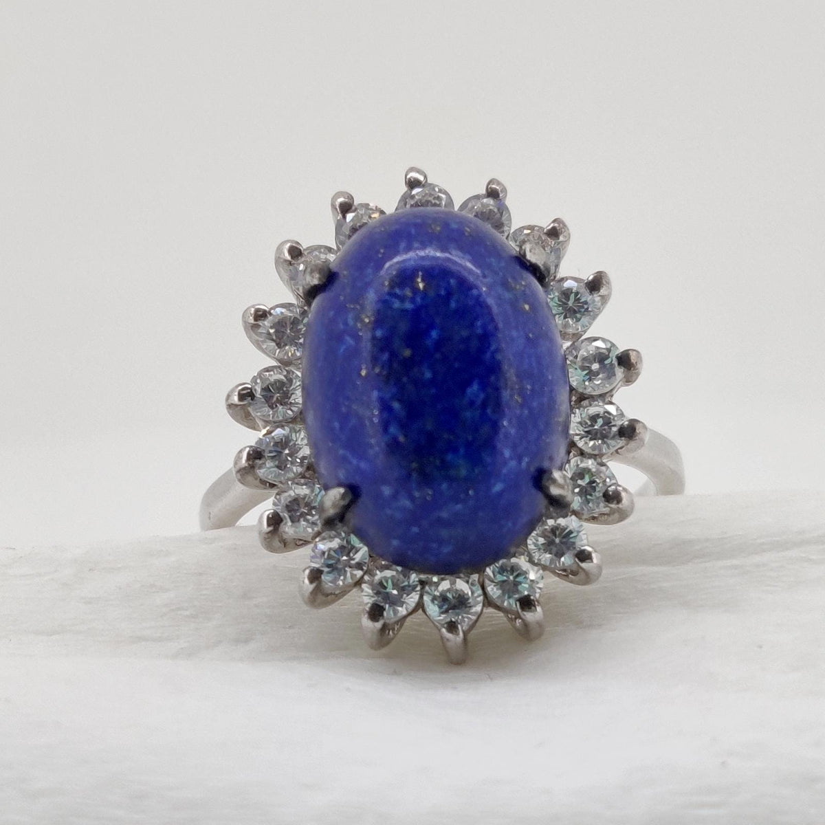 Natural Lapis Lazuli Ring: Sterling Silver Boho Cabochon Jewelry