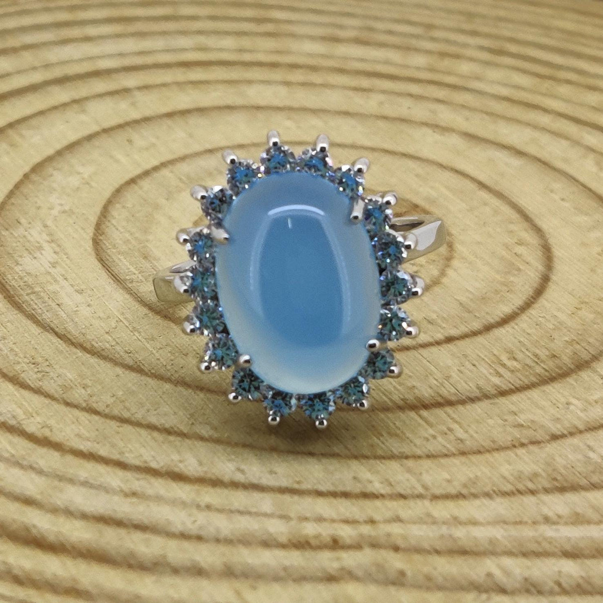 Blue Chalcedony Ring Sterling Silver Handmade Gemstone Gift For Her