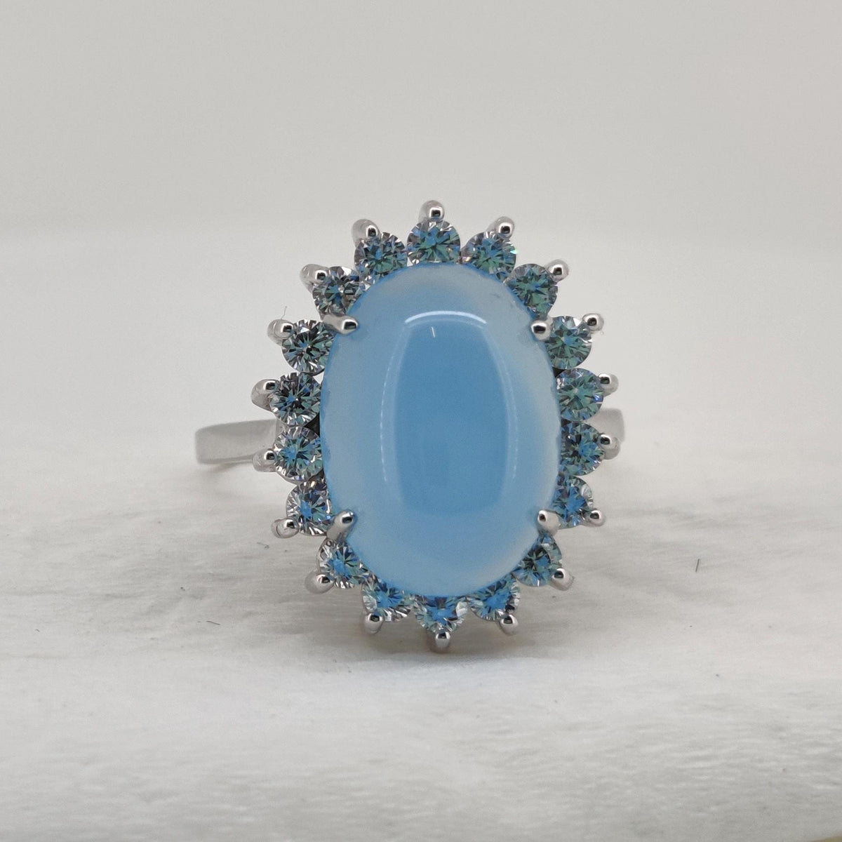 Blue Chalcedony Ring Sterling Silver Handmade Gemstone Gift For Her