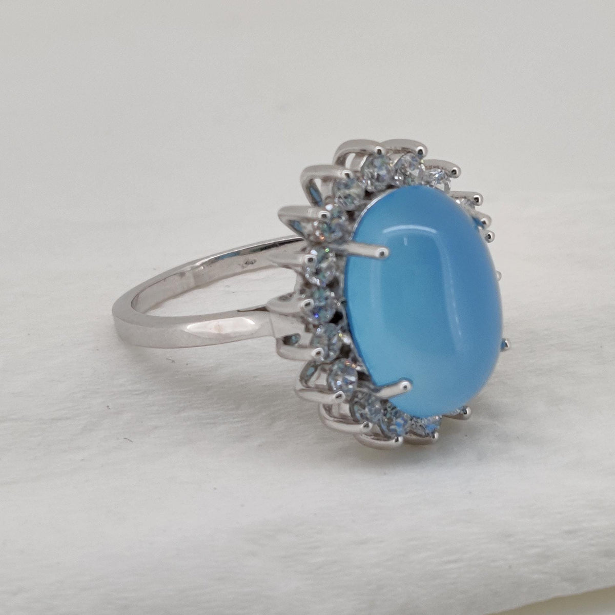Blue Chalcedony Ring Sterling Silver Handmade Gemstone Gift For Her