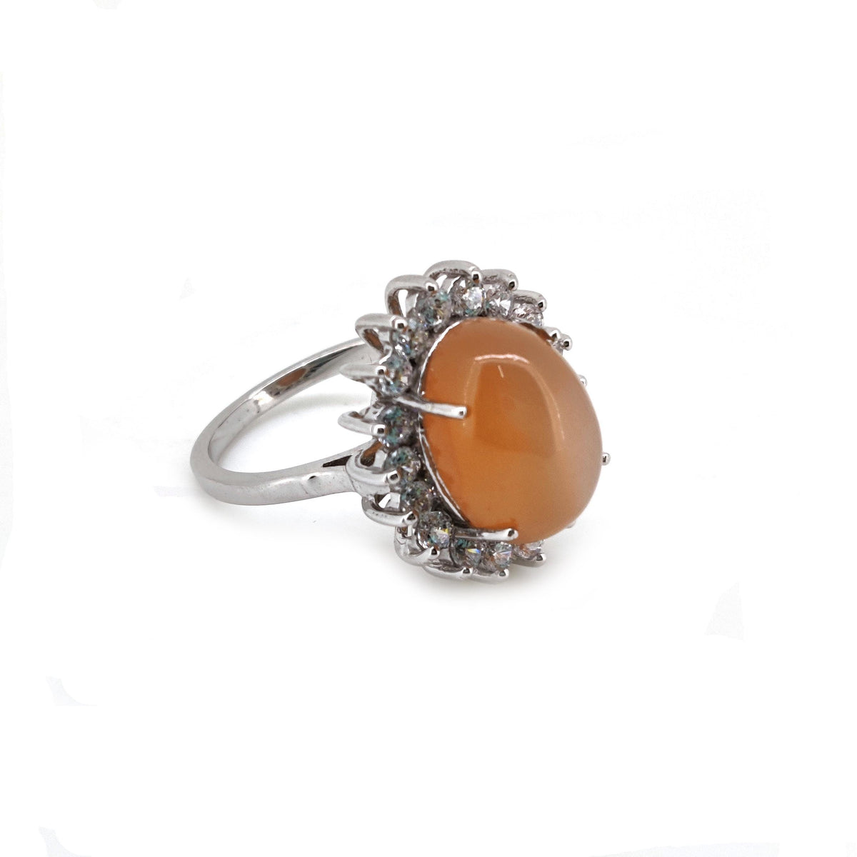Peach Moonstone Ring Sterling Silver Handmade Gemstone Gift For Her
