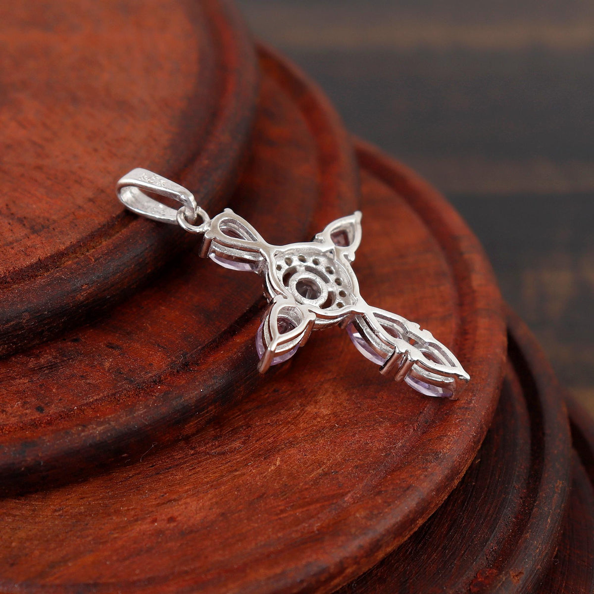 Amethyst Cross Pendant: Sterling Silver Holy Cross Christmas Jewelry