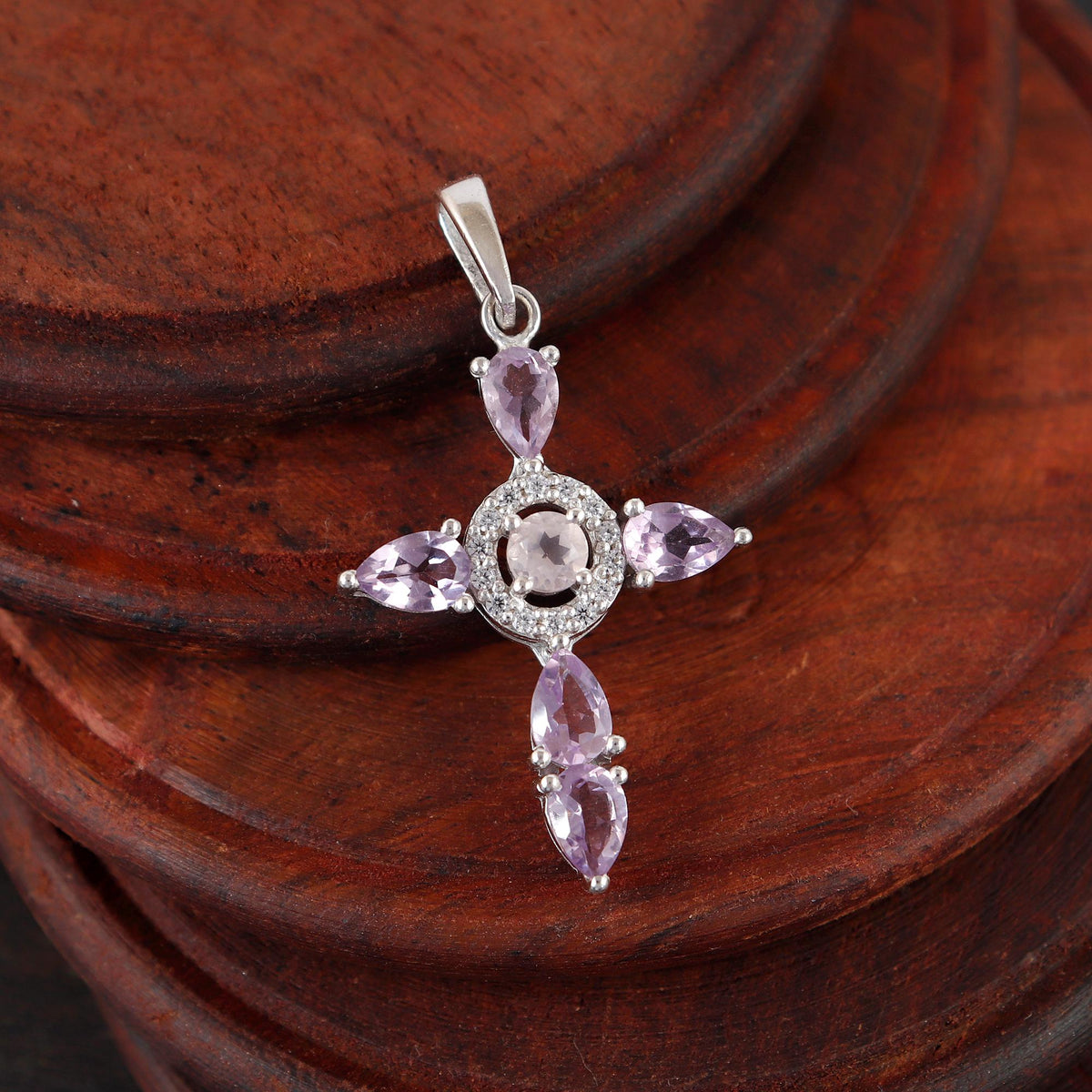Amethyst Cross Pendant: Sterling Silver Holy Cross Christmas Jewelry