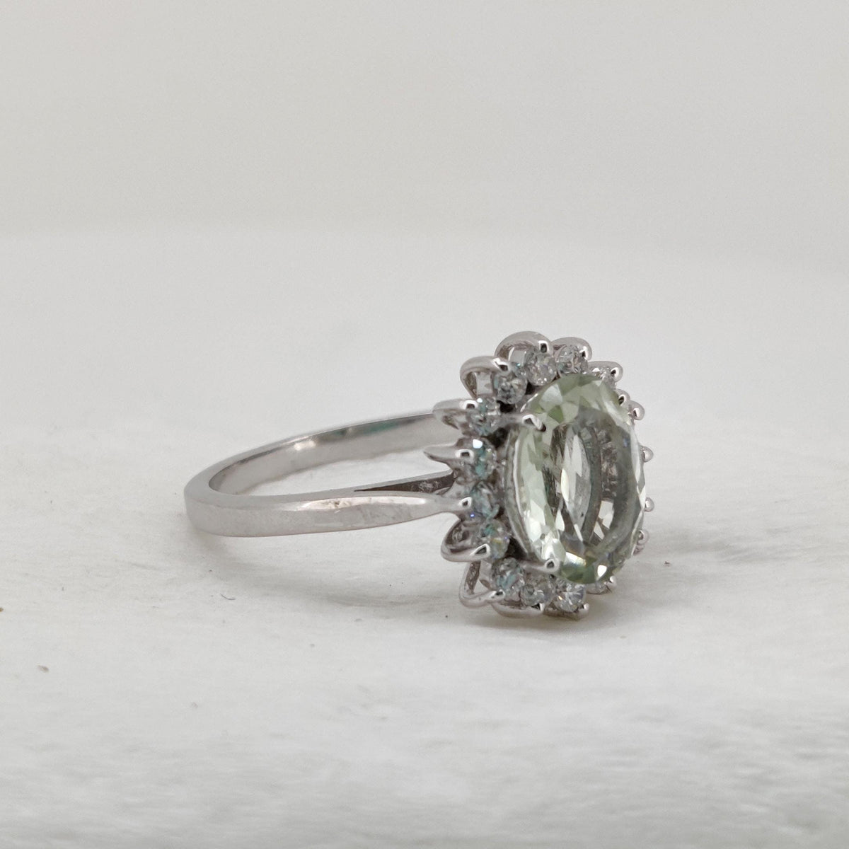 Green Amethyst Ring for Women Handmade Unique Gemstone Jewelry Gift