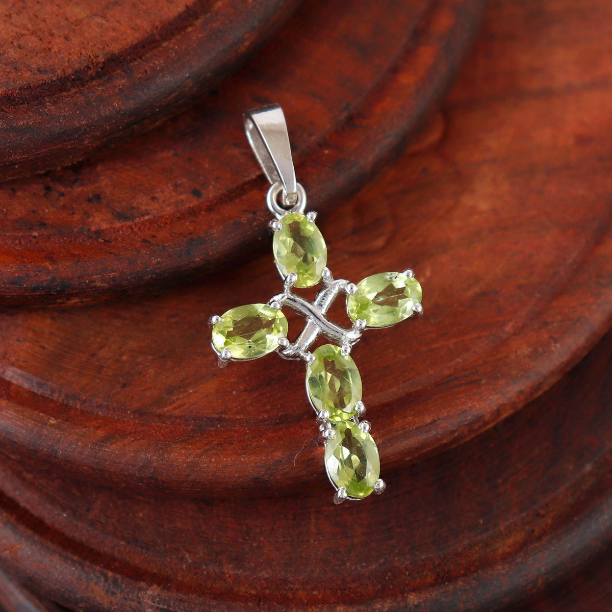Natural Peridot Cross Necklace: Sterling Silver Holy Cross Pendant Christmas Gifts