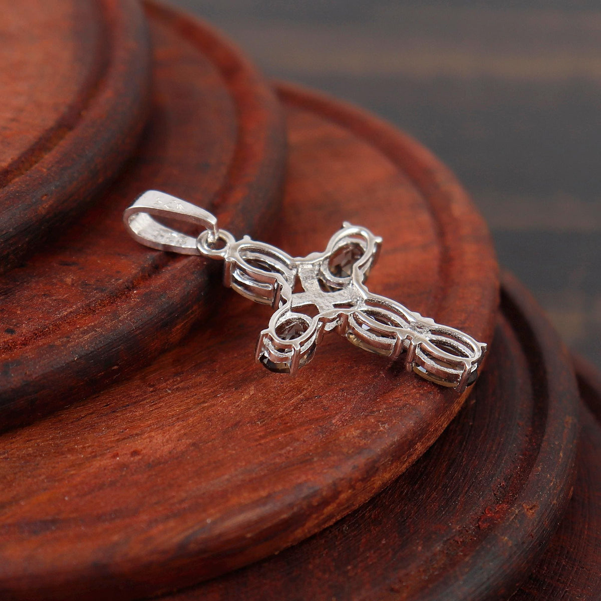 Smoky Quartz Cross Pendant: Sterling Silver Holy Cross Necklace Christmas Jewelry