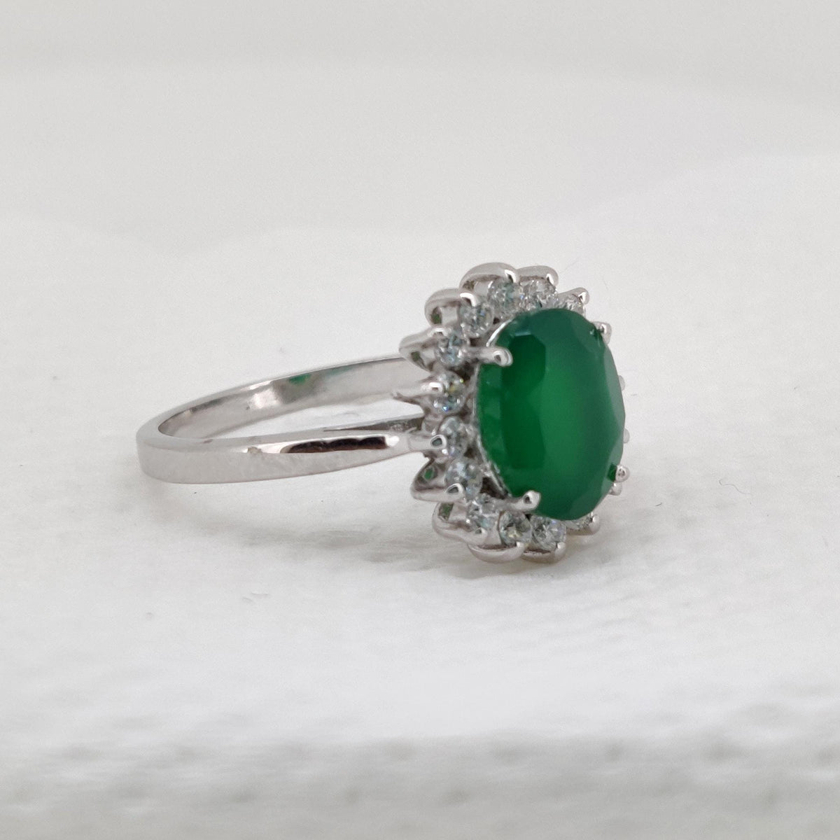 Handmade Green Onyx Silver Ring, Statement Ring Gift for Her