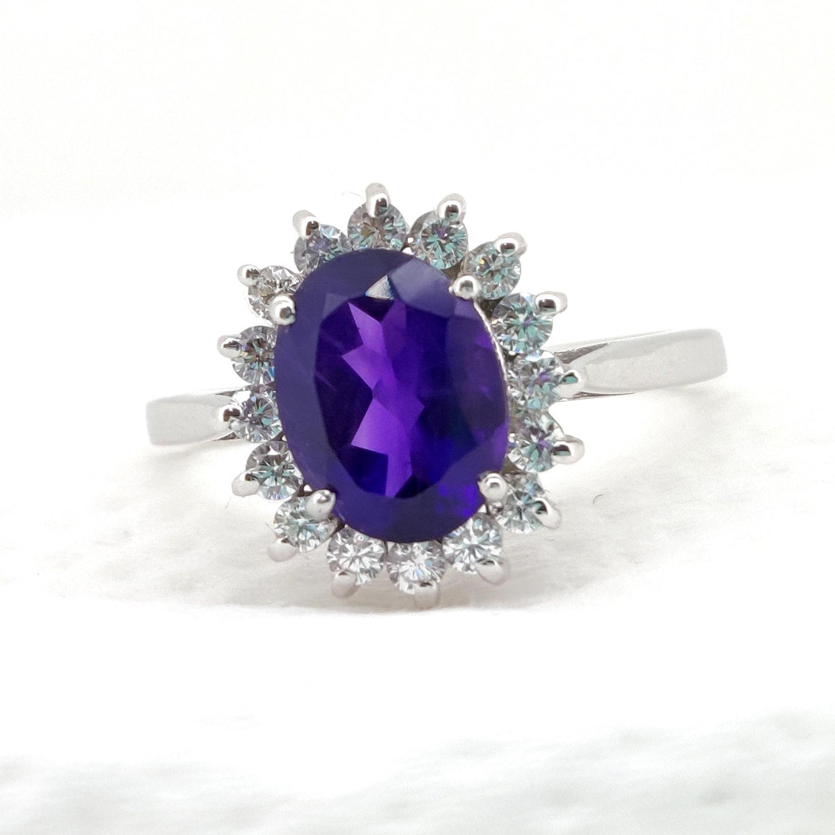 Amethyst Ring: Handmade Sterling Silver, Solitaire Purple Gemstone