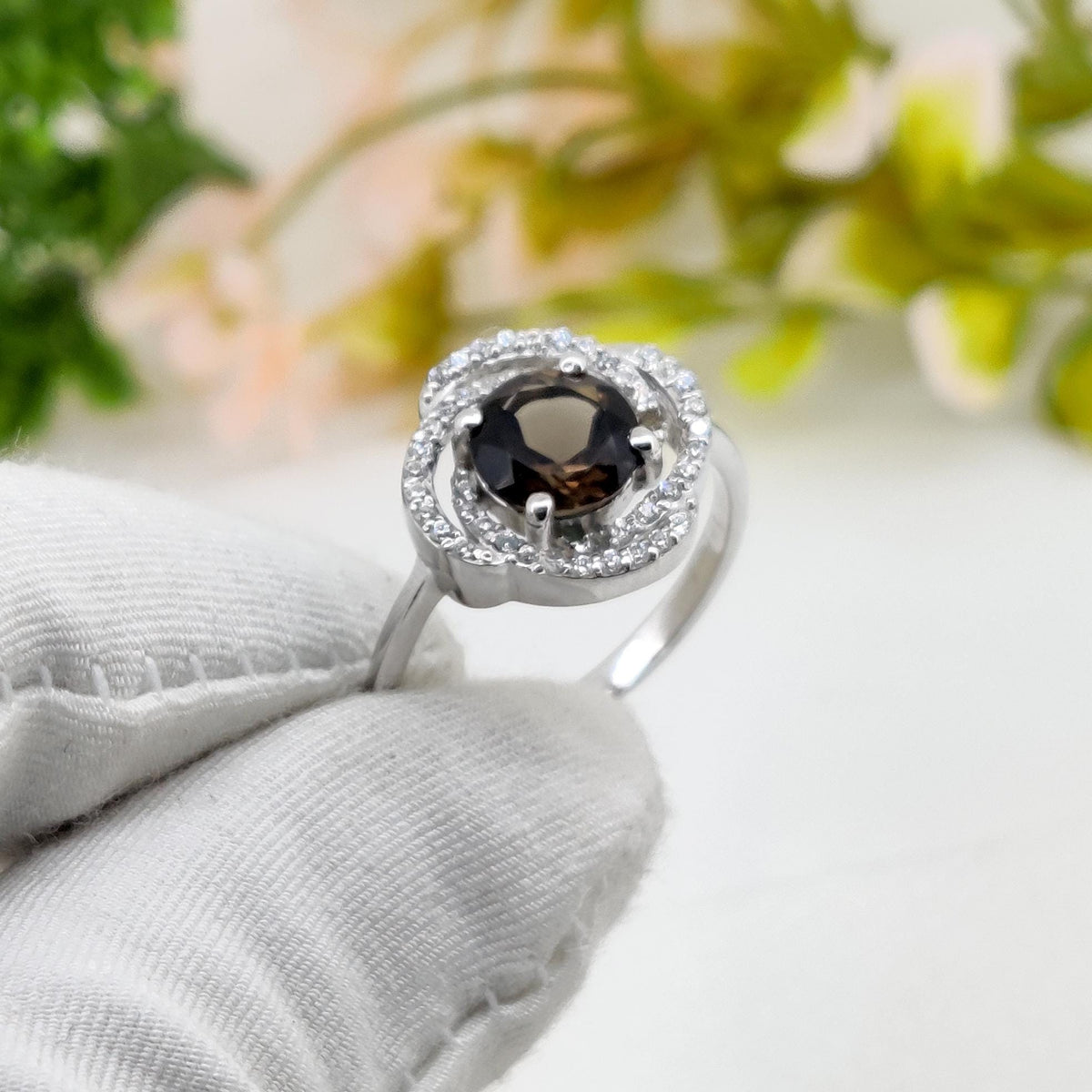 Smoky Quartz Ring: Handmade Sterling Silver, Gemstone Ring Gift For Her