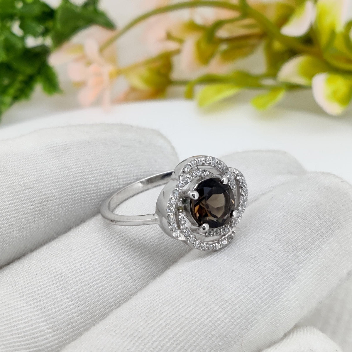 Smoky Quartz Ring: Handmade Sterling Silver, Gemstone Ring Gift For Her