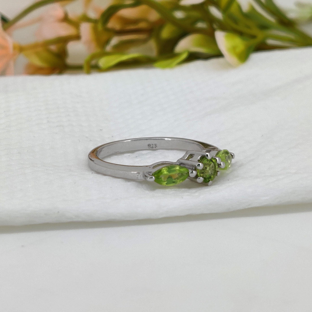 Natural Peridot Sterling Silver Ring: August Birthstone Gifts For Her