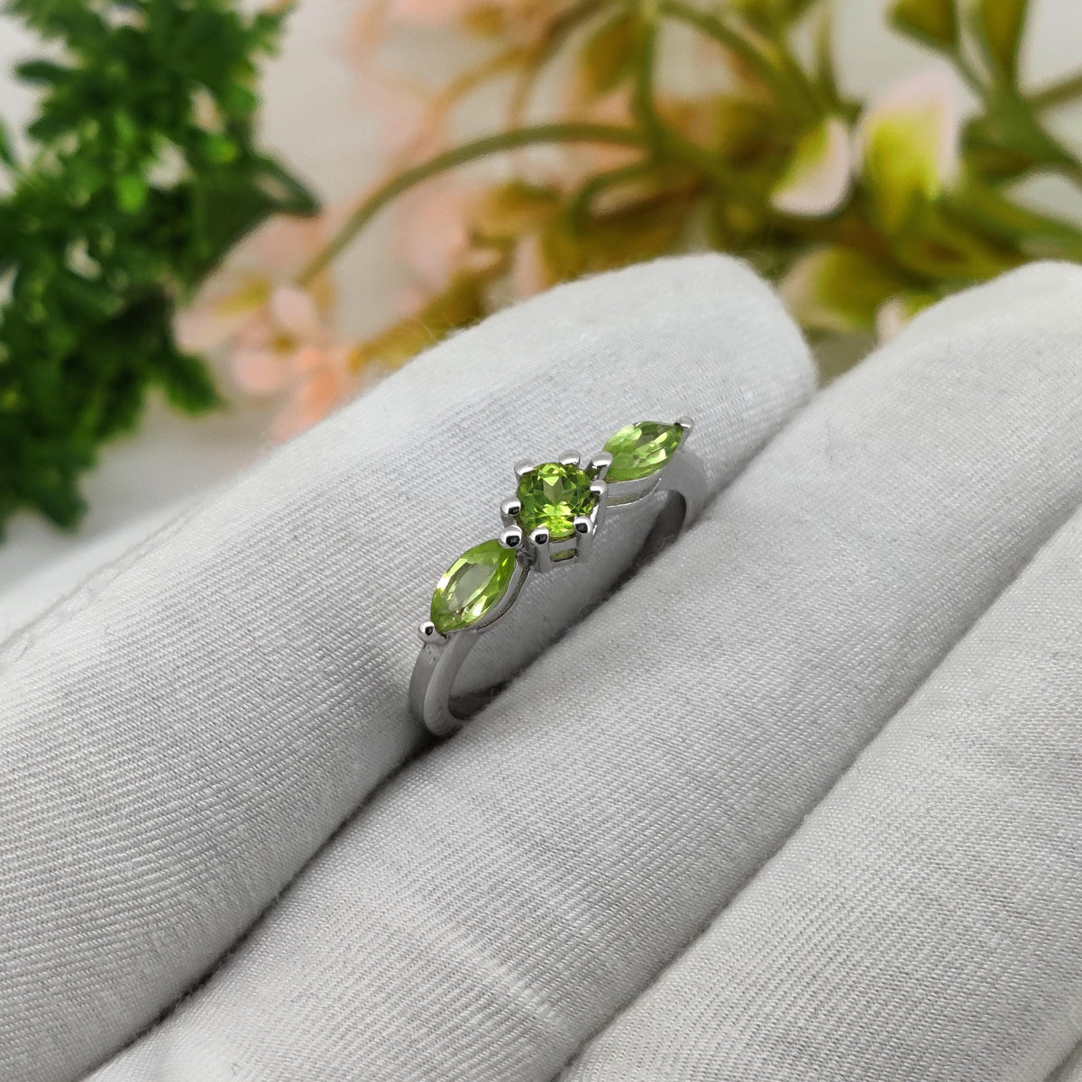 Natural Peridot Sterling Silver Ring: August Birthstone Gifts For Her